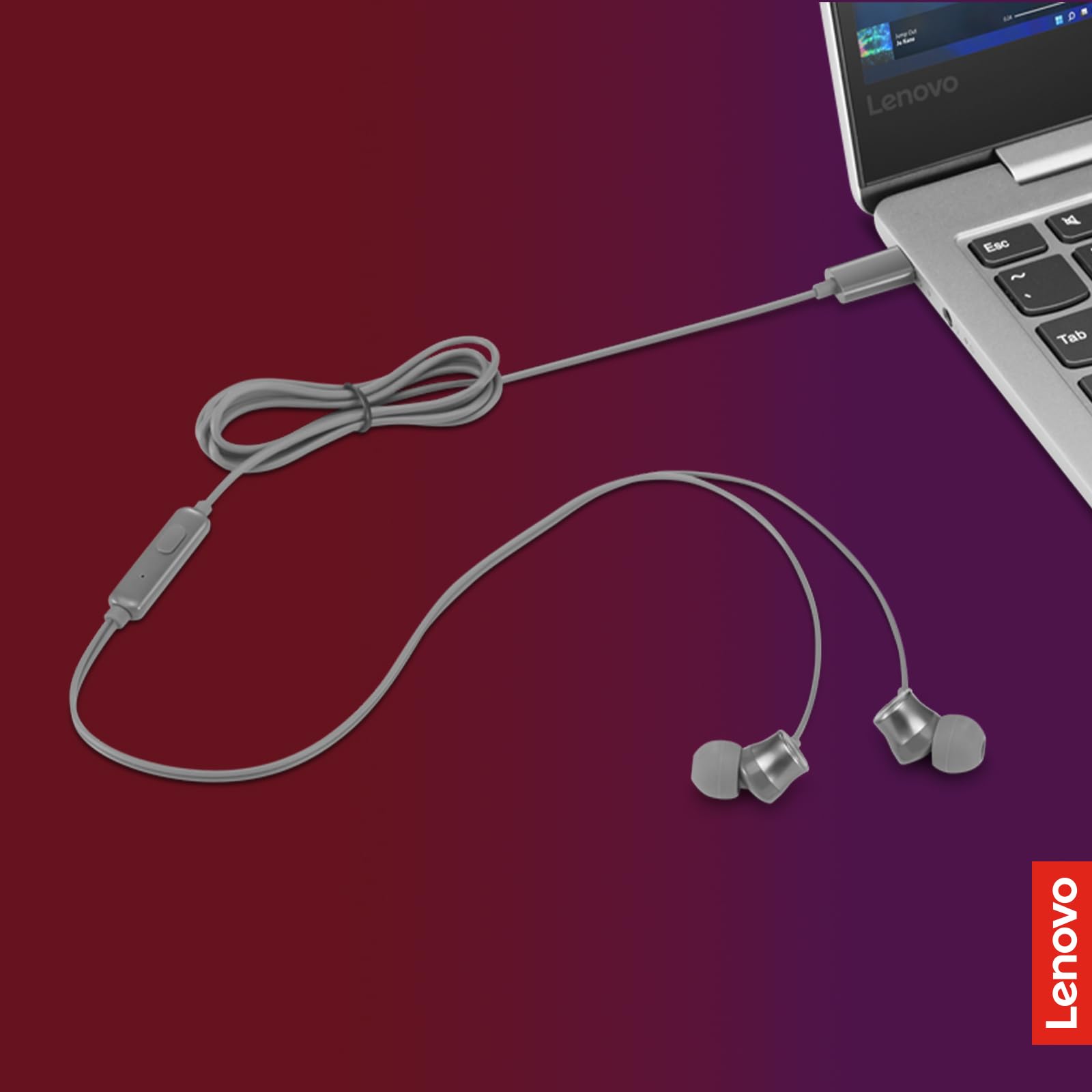 Foto 6 pulgar | Auriculares Intraurales Lenovo 300 Con Cable Usb-c Y Micrófono, Color Gris - Venta Internacional.