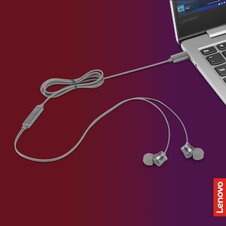 Foto 5 | Auriculares Intraurales Lenovo 300 Con Cable Usb-c Y Micrófono, Color Gris - Venta Internacional.