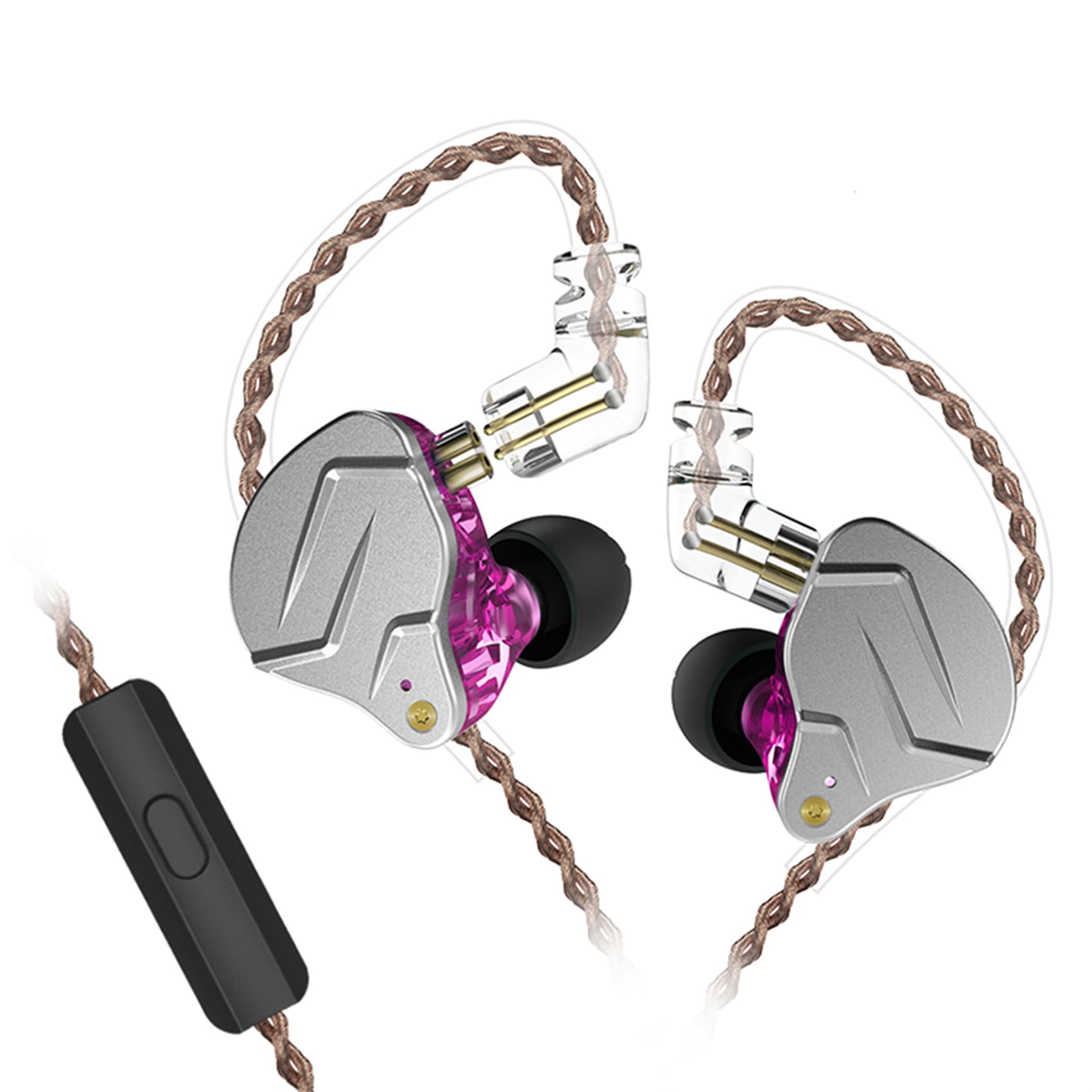 Foto 2 pulgar | Auriculares Intraurales Kz Zsn Pro Con Cable Y Micrófono, Color Morado - Venta Internacional.