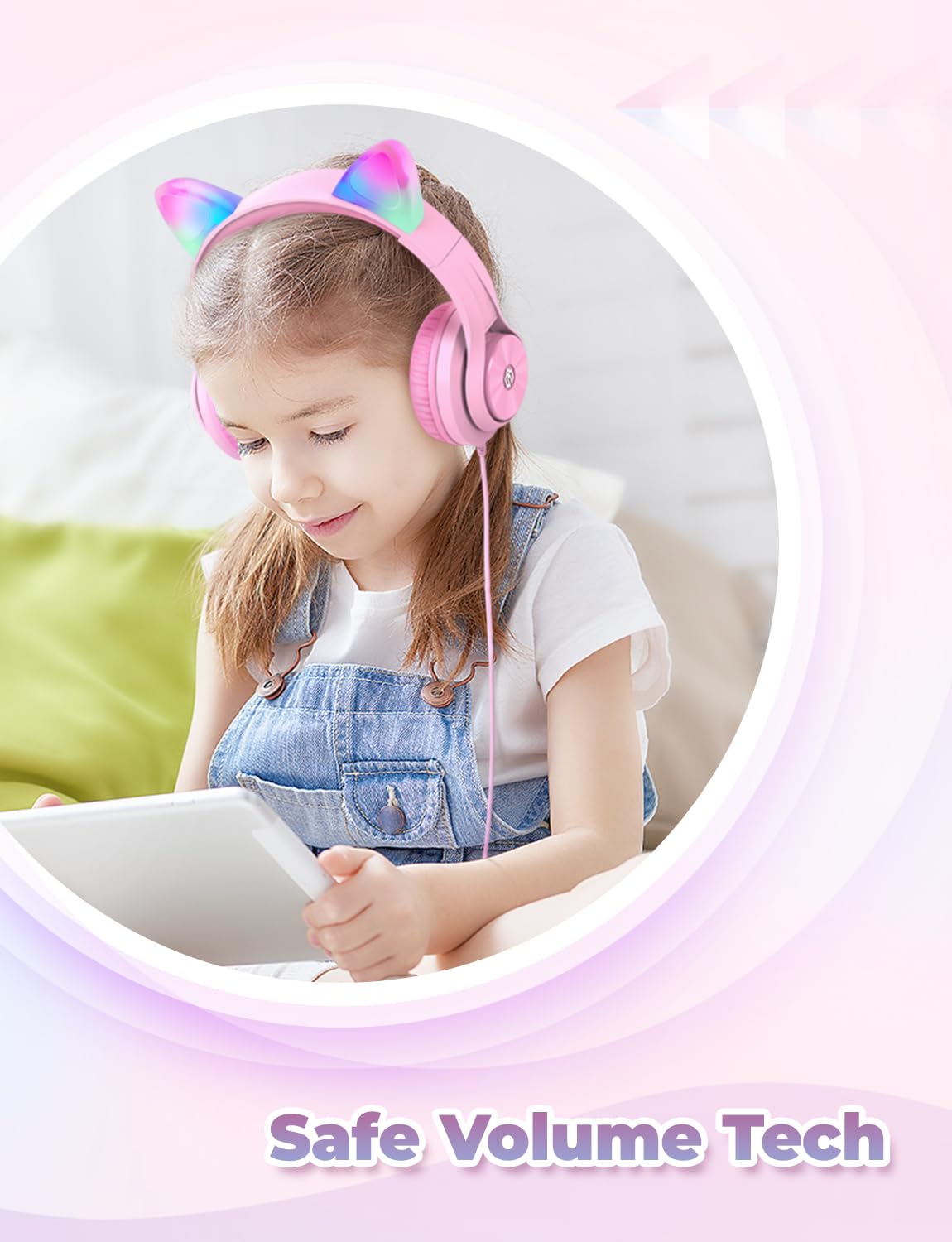 Foto 5 pulgar | Auriculares Iclever Kids Con Orejas De Gato Con Iluminación Led Para Aumentar El Volumen - Venta Internacional.
