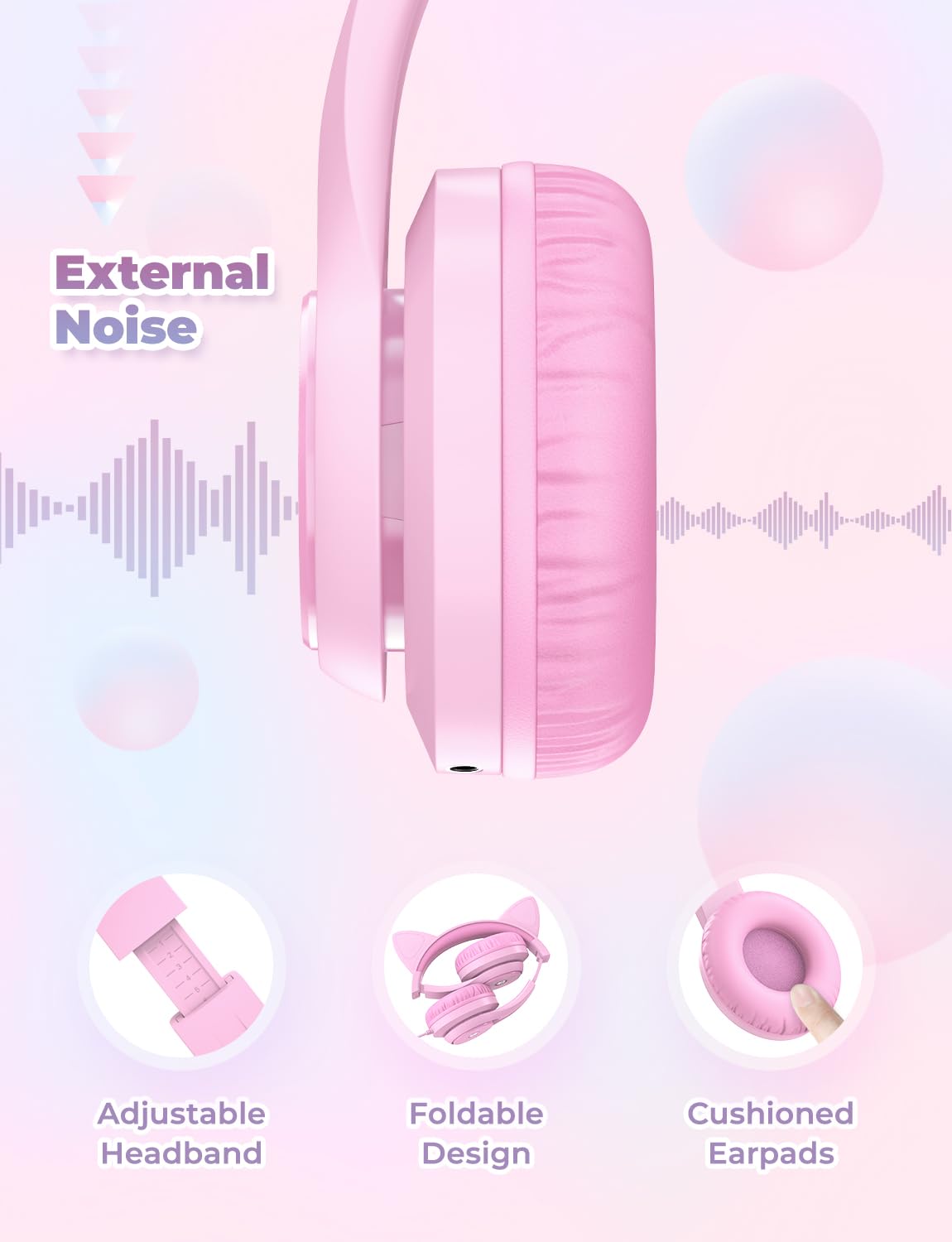 Foto 6 pulgar | Auriculares Iclever Kids Con Orejas De Gato Con Iluminación Led Para Aumentar El Volumen - Venta Internacional.