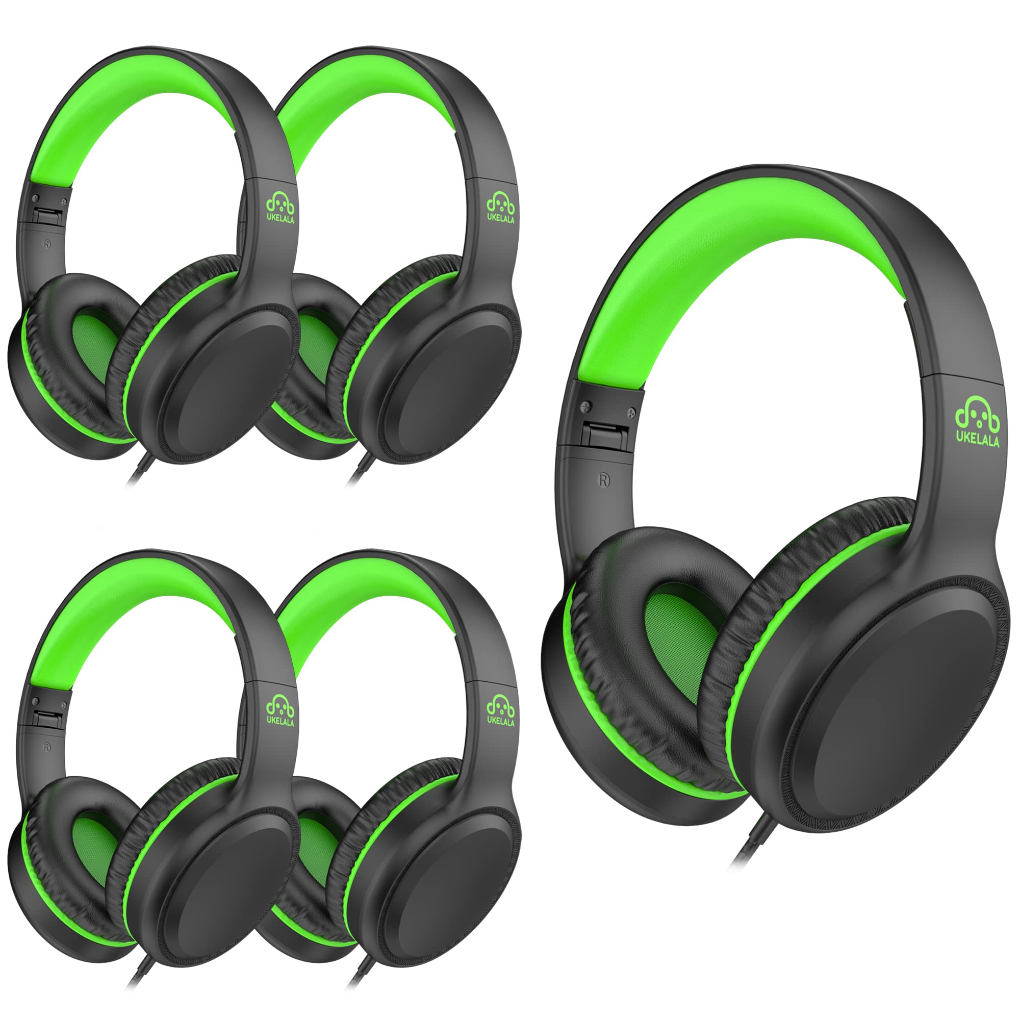 Foto 2 pulgar | Auriculares Con Cable Ukelala Green Para Niños, Paquete De 5 Unidades, Ligeros - Venta Internacional.