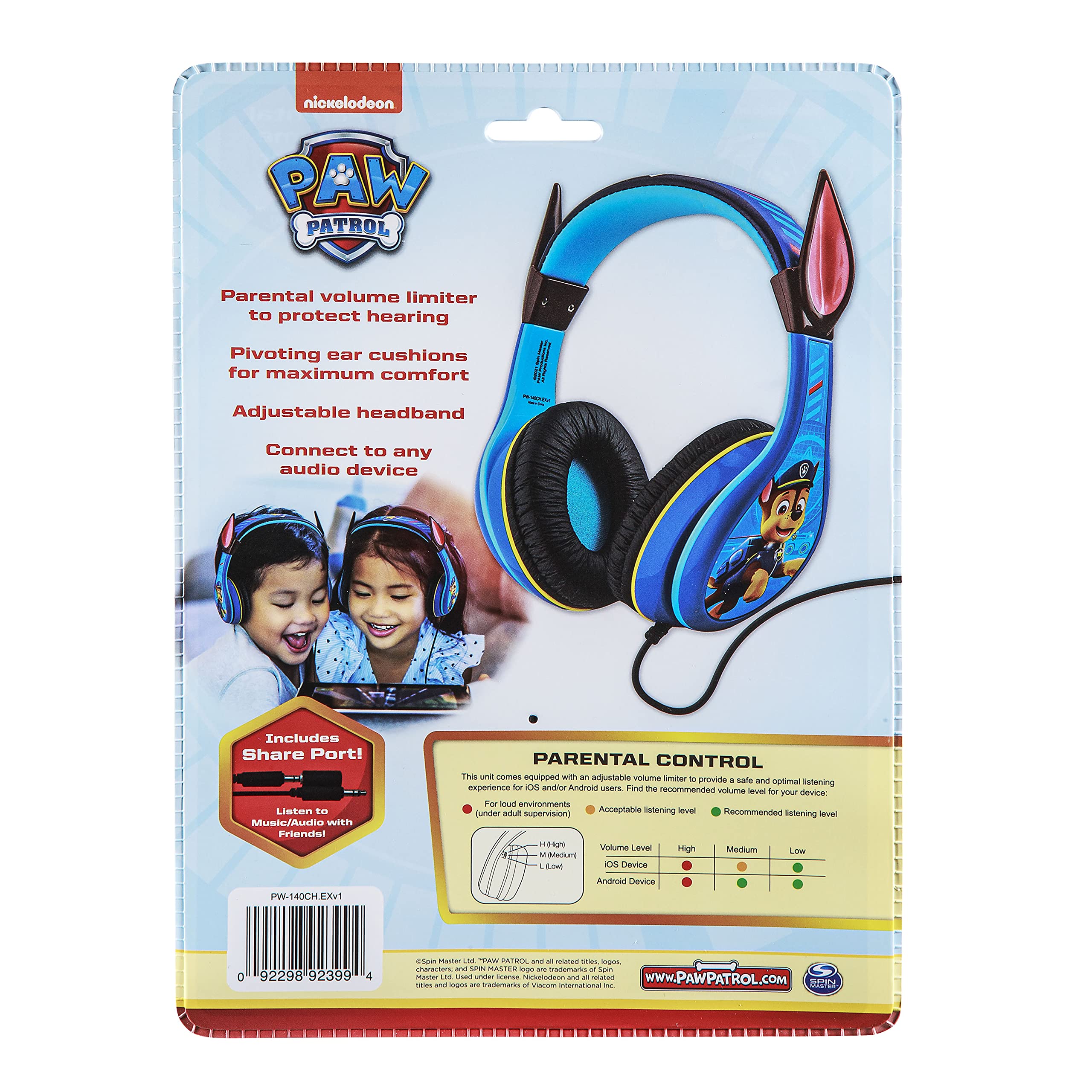 Foto 6 pulgar | Auriculares Ekids Paw Patrol Chase Para Niños Con Límite De Volumen - Venta Internacional.