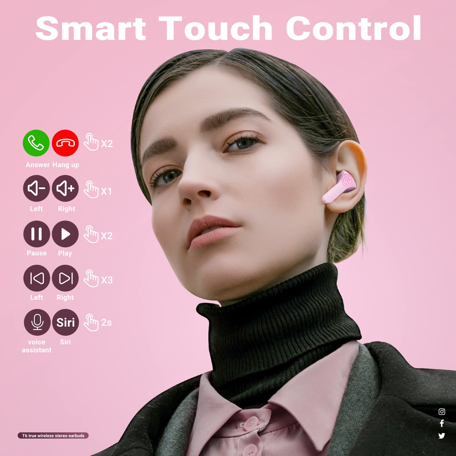 Foto 3 pulgar | Auriculares Inalámbricos Acefast T6 Bluetooth Con Enc Pink Con Funda - Venta Internacional.