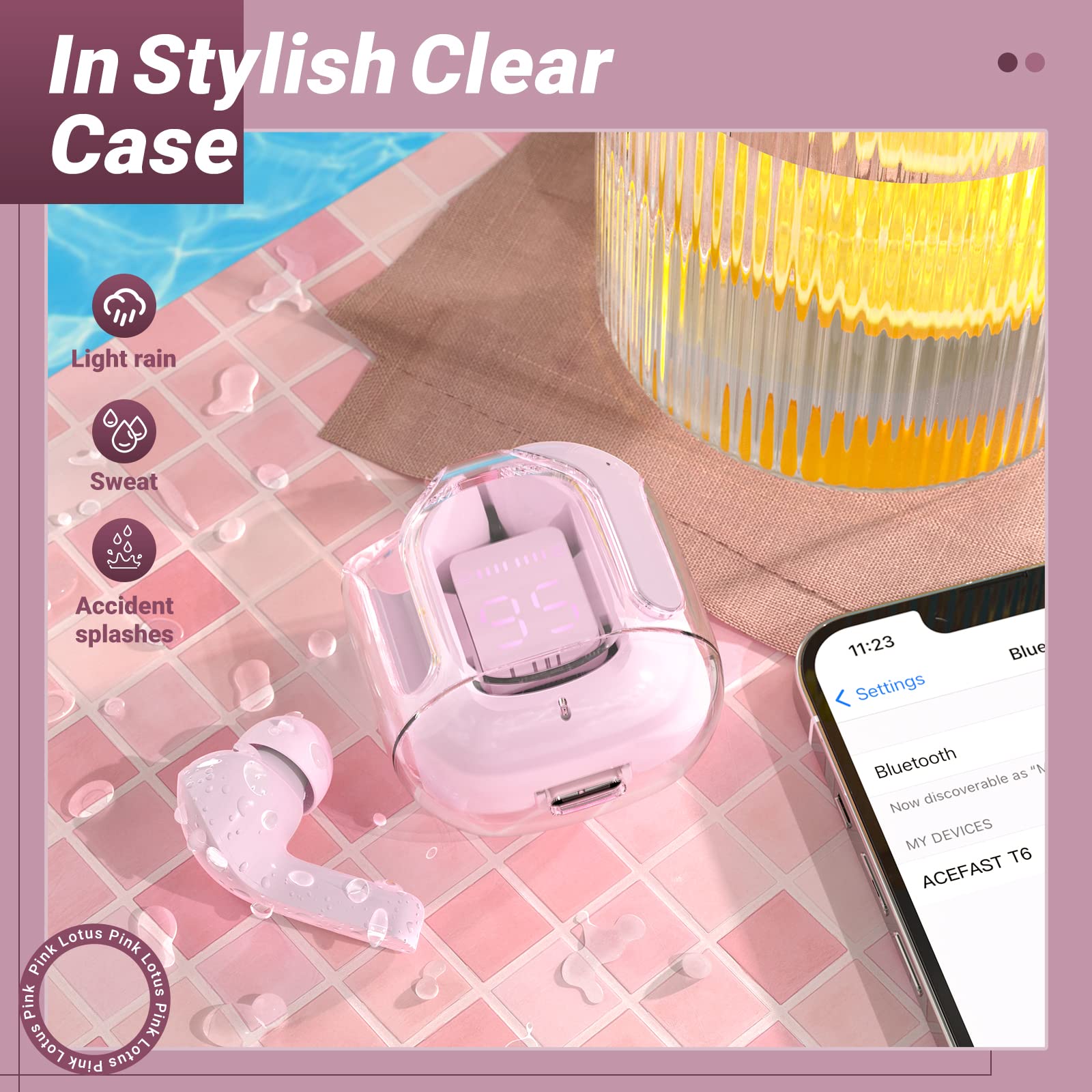 Foto 7 pulgar | Auriculares Inalámbricos Acefast T6 Bluetooth Con Enc Pink Con Funda - Venta Internacional.