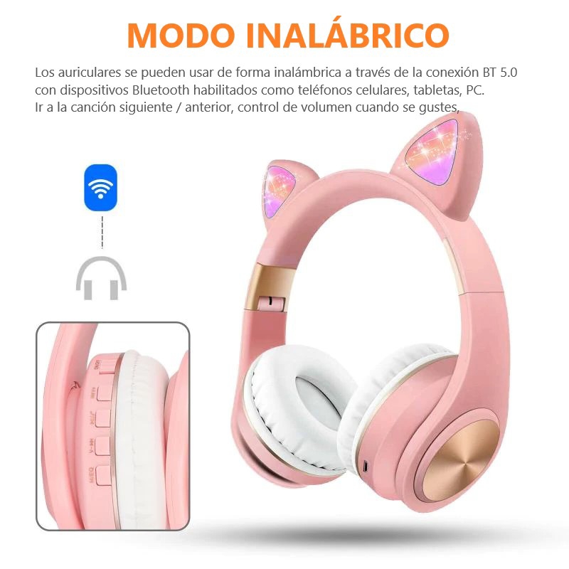 Foto 5 pulgar | Auriculares Inalámbricos Bluetooth M1 Cat Pink 5.0 Con Luz Led - Venta Internacional.