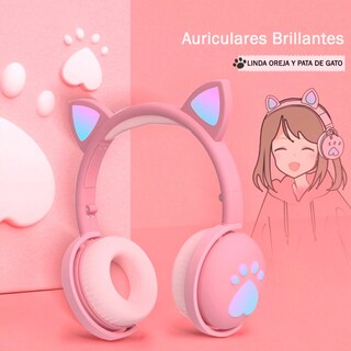 Foto 2 | Auriculares Inalámbricos Bluetooth Led Para Niños Con Forma De Oreja De Gato, Color Rosa - Venta Internacional.