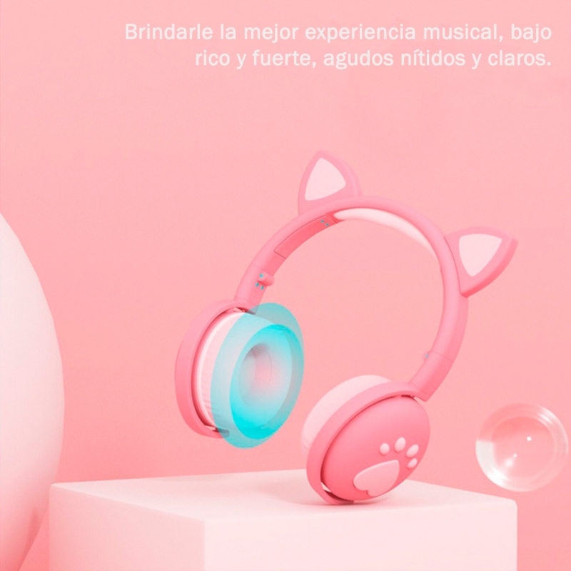 Foto 7 pulgar | Auriculares Inalámbricos Bluetooth Led Para Niños Con Forma De Oreja De Gato, Color Rosa - Venta Internacional.