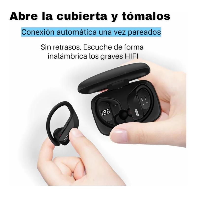 Foto 3 pulgar | Auriculares Bluetooth Anticaída Para Iphone Y Android Deportivos - Venta Internacional.