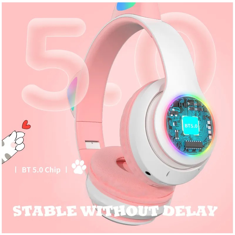 Foto 4 pulgar | Auriculares Inalámbricos Bluetooth Rgb Cat Ears Bt 5.0 Rosa - Venta Internacional.