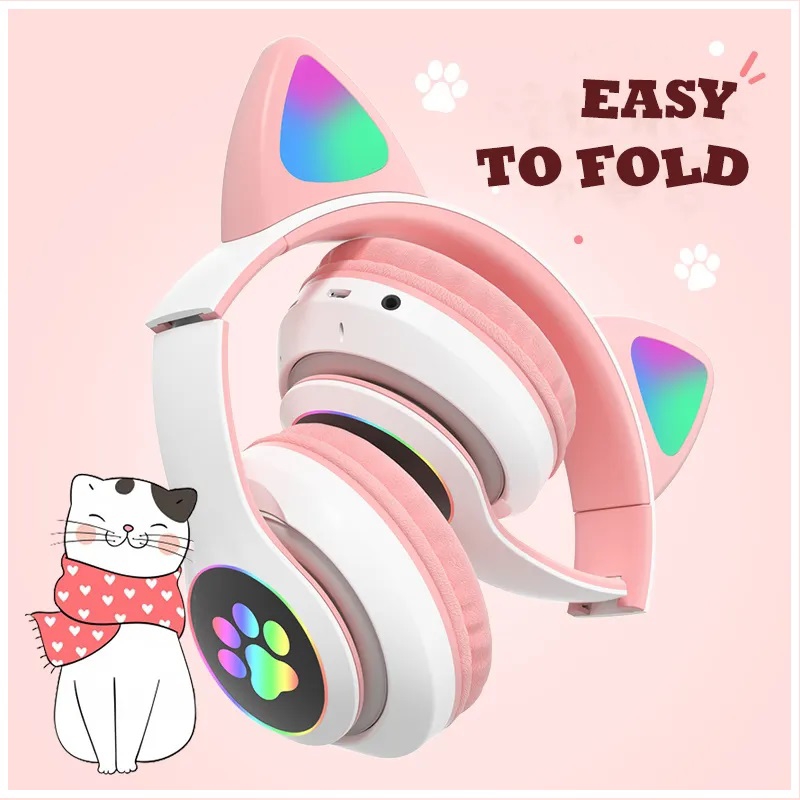 Foto 4 | Auriculares Inalámbricos Bluetooth Rgb Cat Ears Bt 5.0 Rosa - Venta Internacional.