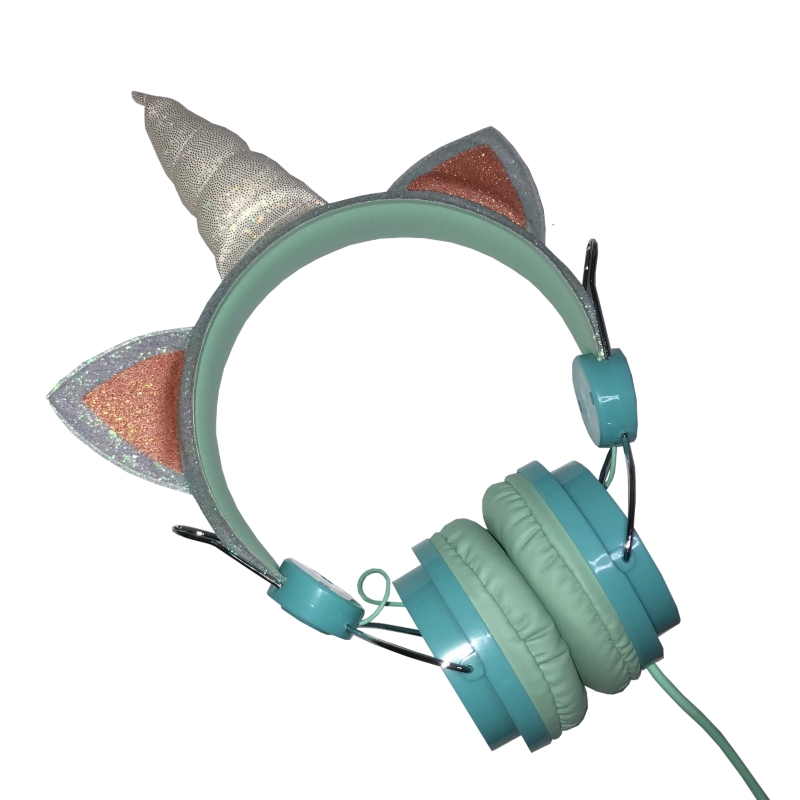 Foto 2 pulgar | Auriculares Glitter Unicorn Water Green Con Cable Auxiliar - Venta Internacional.