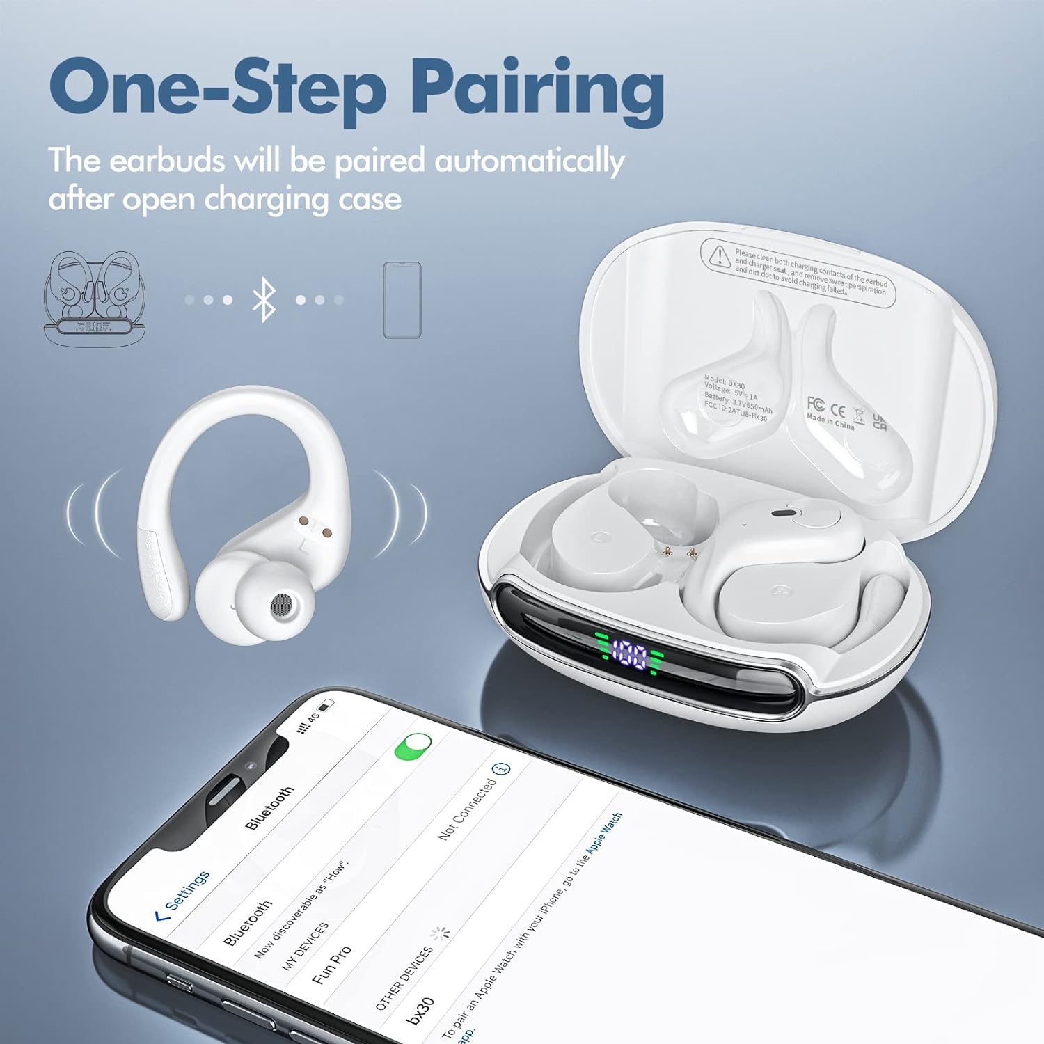 Foto 4 pulgar | Auriculares Inalámbricos Sajawass Bx30 Bluetooth Blancos - Venta Internacional