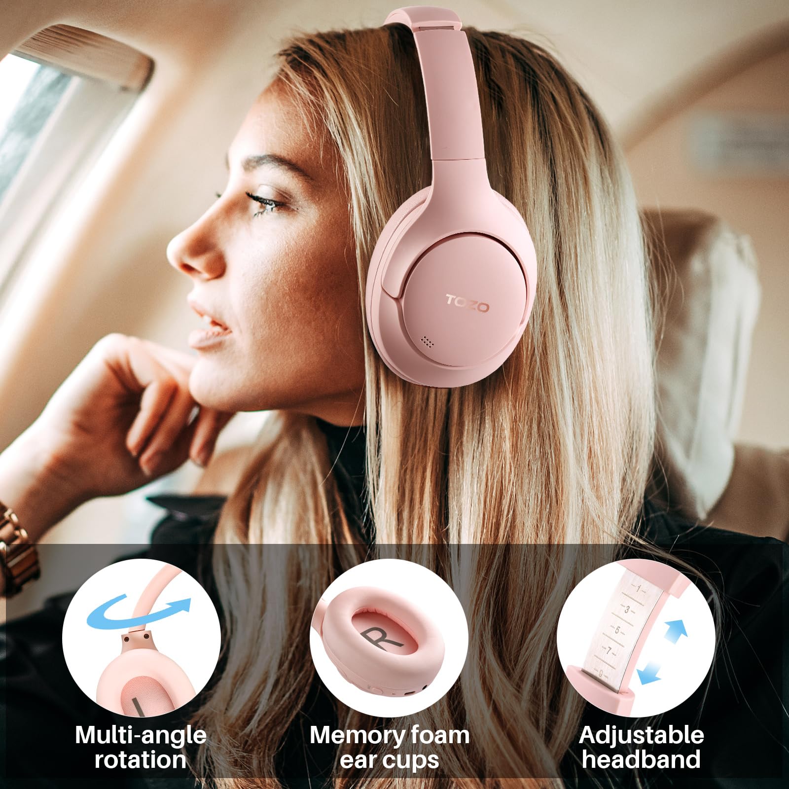 Foto 8 pulgar | Auriculares Tozo HT2 Hybrid Rosas con Cancelación Activa de Ruido - Venta Internacional
