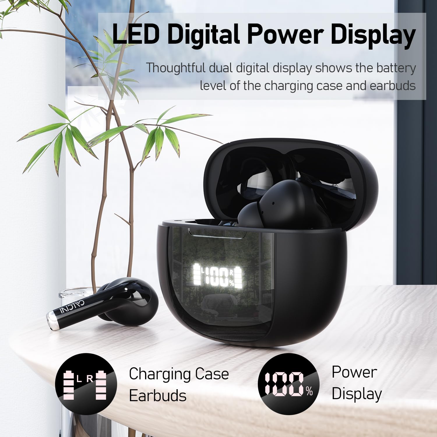 Foto 6 pulgar | Auriculares Inalámbricos Calcini Bluetooth 5.3 con Pantalla Led de Alimentación - Venta Internacional