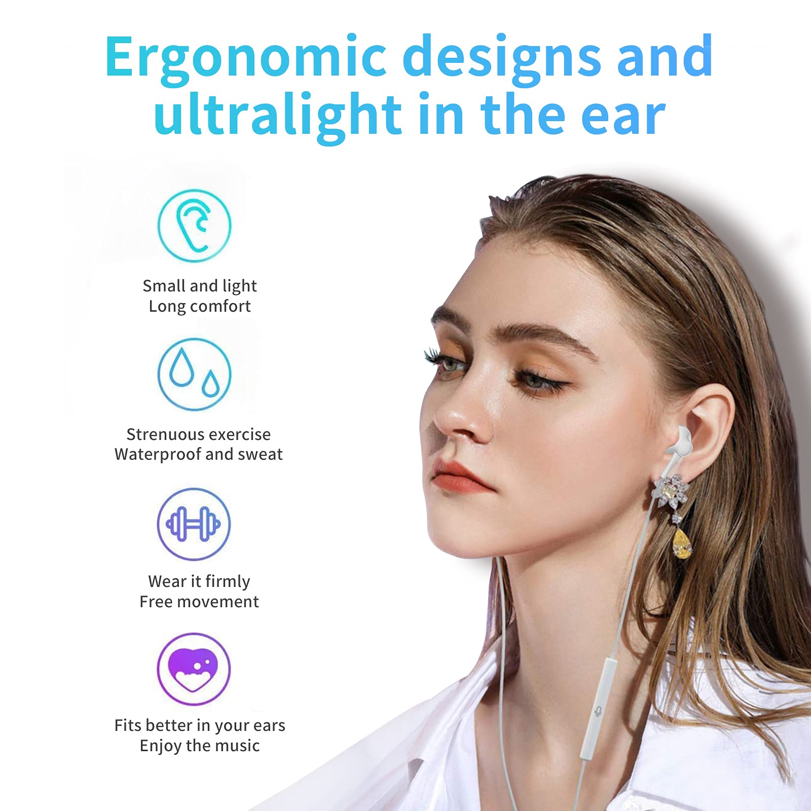 Foto 6 pulgar | Auriculares Shdkjxh con Micrófono Paquete de 4 color Blanco - Venta Internacional