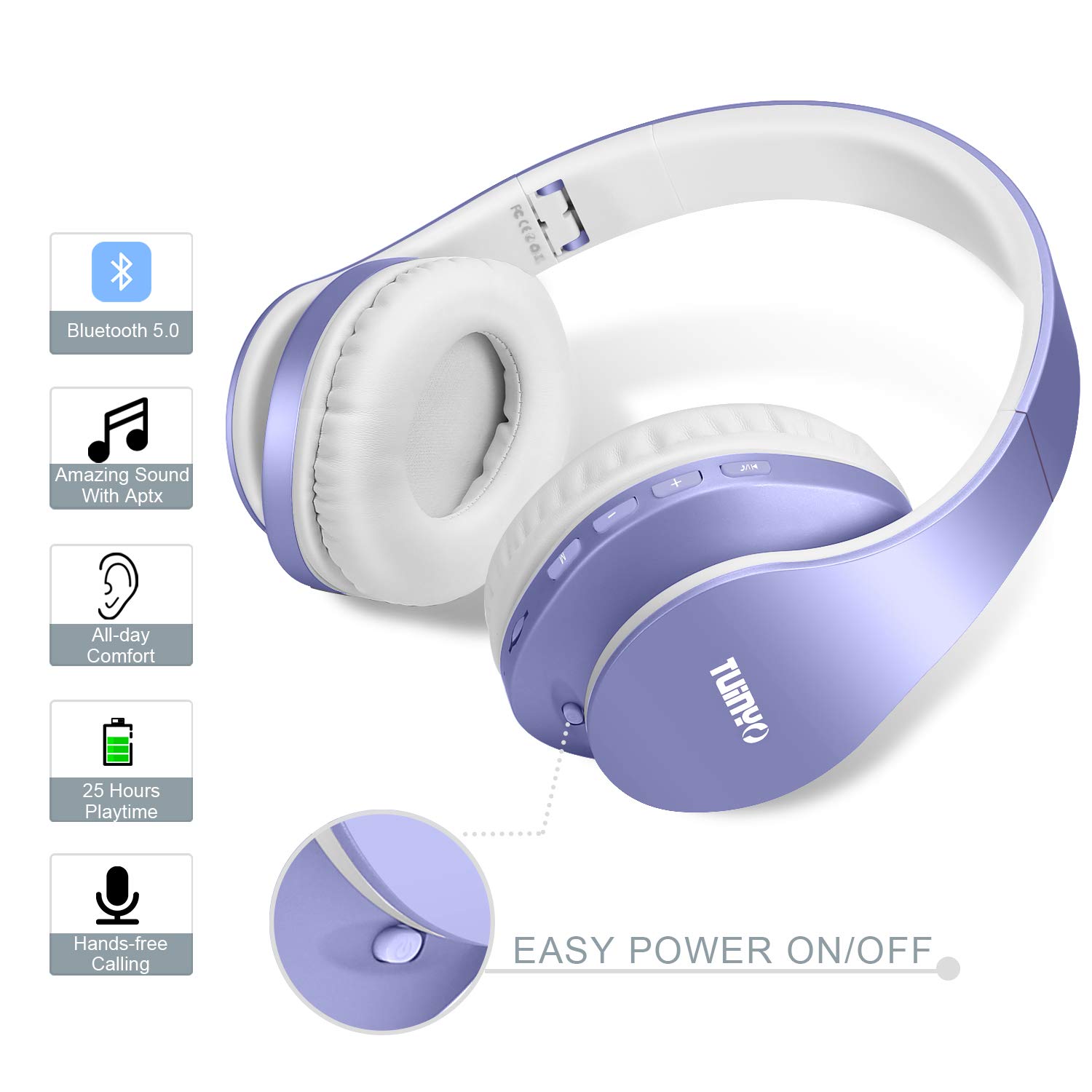 Foto 4 pulgar | Auriculares Inalámbricos Tuinyo Bluetooth Morado con Micrófono - Venta Internacional