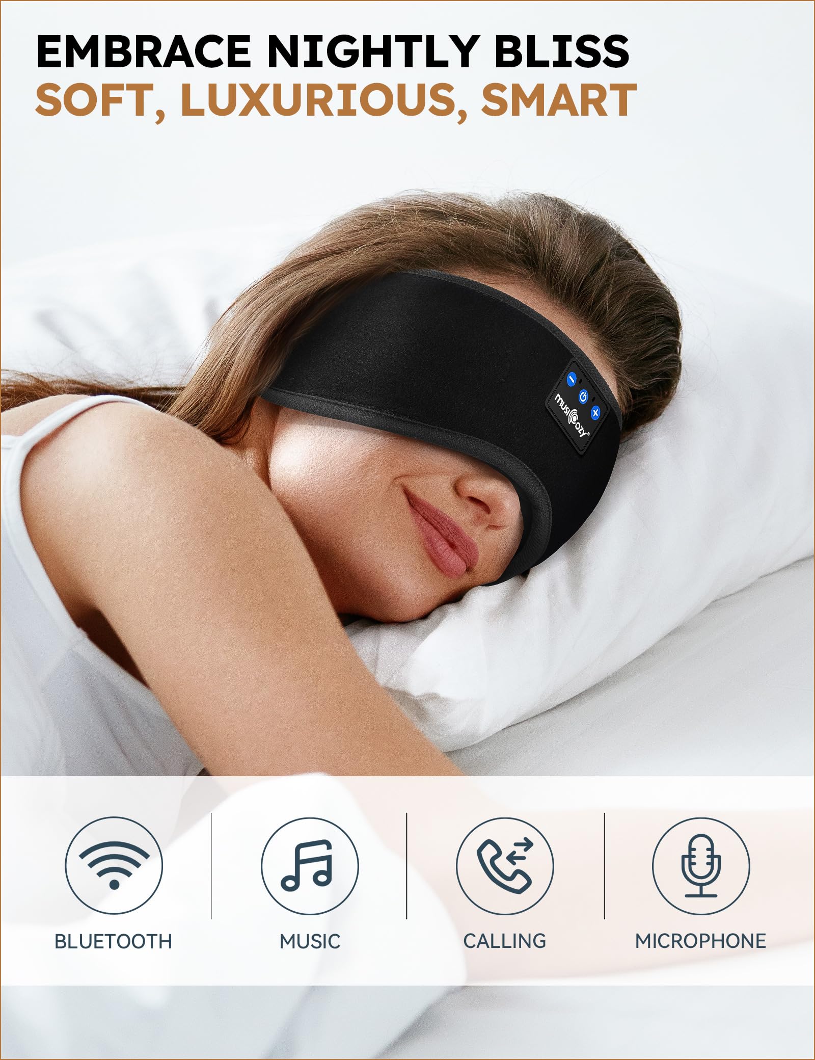 Foto 3 pulgar | Sleep Headphones Musicozy Bluetooth 5.2, Diadema Y Máscara Para Ojos - Venta Internacional.