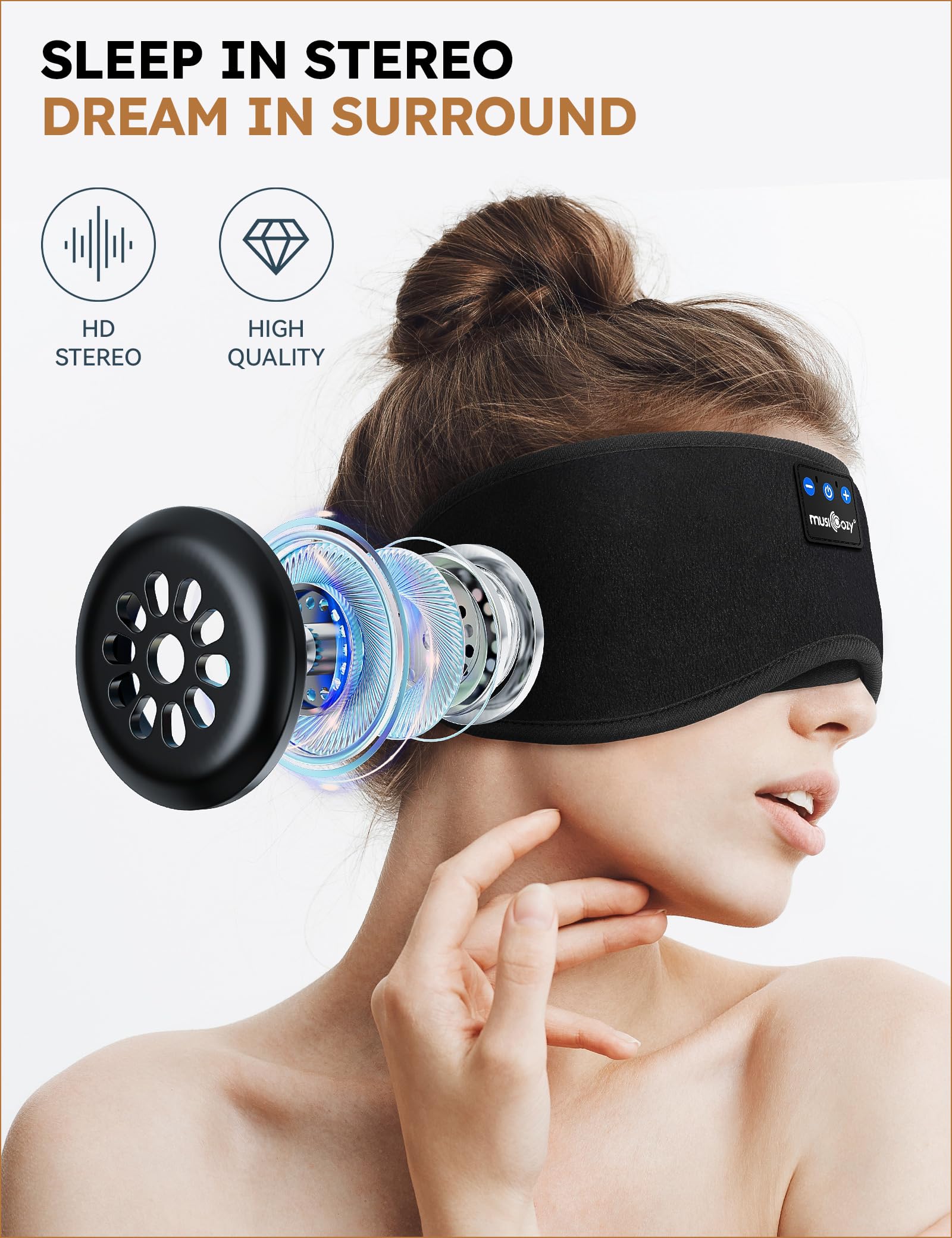Foto 5 pulgar | Sleep Headphones Musicozy Bluetooth 5.2, Diadema Y Máscara Para Ojos - Venta Internacional.