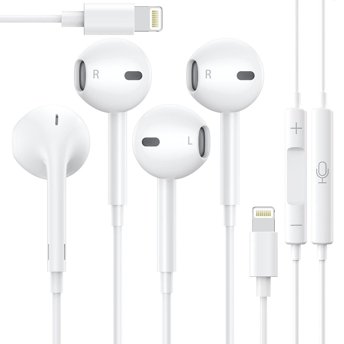 Paquete De 2 Auriculares Skycable Para Iphone Con Cable Y Lightning Connect - Venta Internacional.
