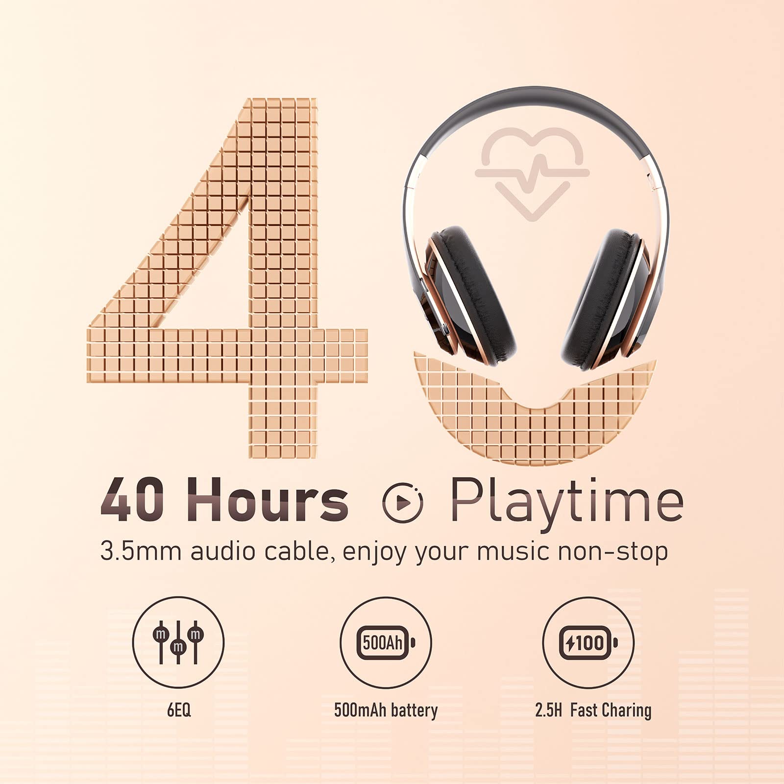 Foto 3 pulgar | Auriculares Bluetooth Falebare 6s Over Ear 40h Playtime Negros - Venta Internacional