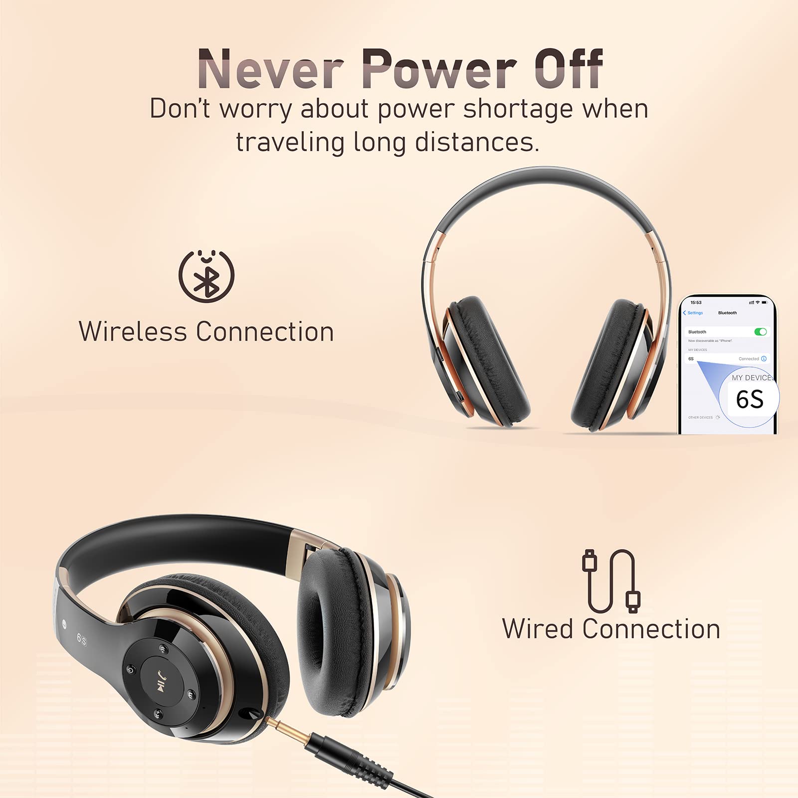 Foto 4 pulgar | Auriculares Bluetooth Falebare 6s Over Ear 40h Playtime Negros - Venta Internacional