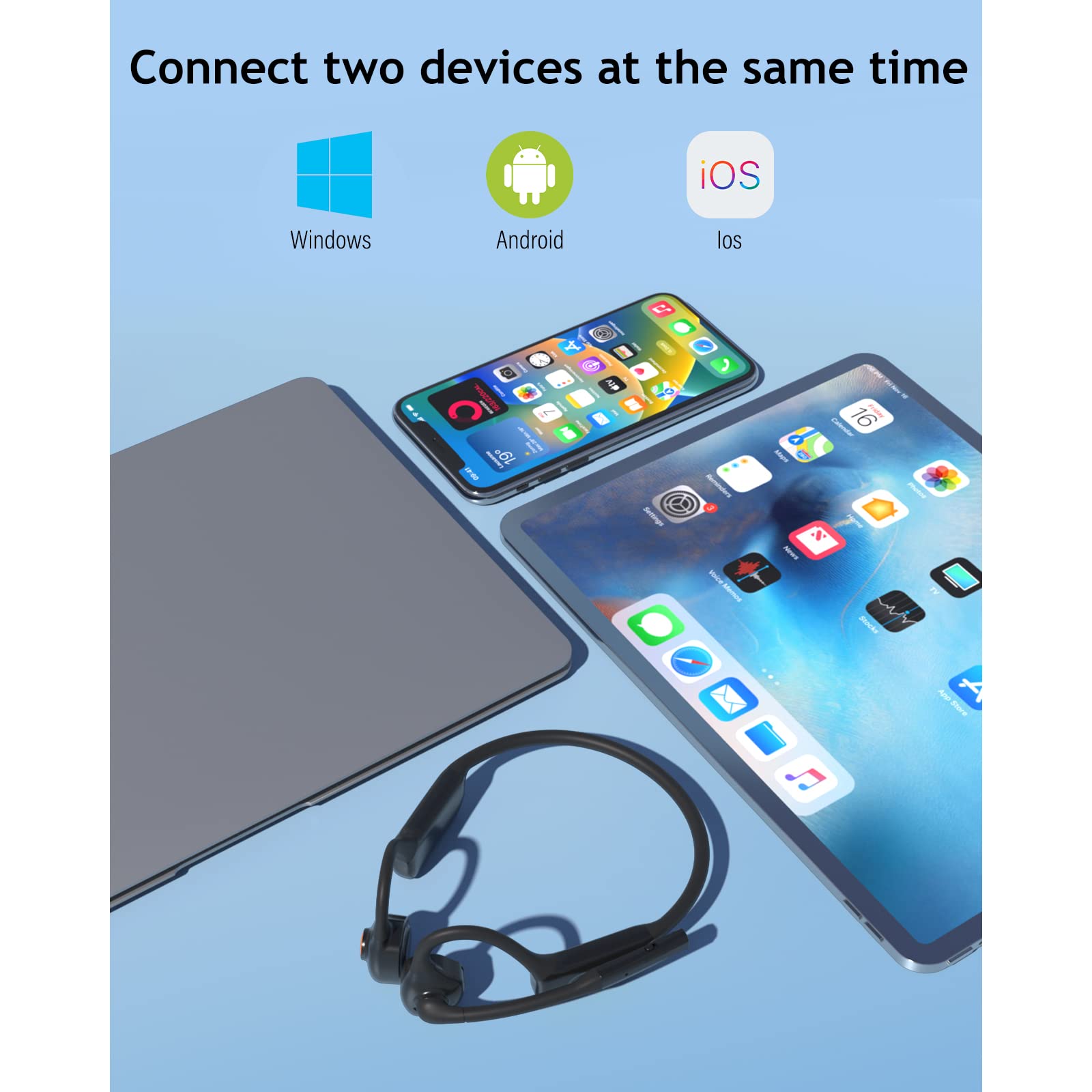Foto 6 pulgar | Auriculares de Conducción Ósea Monodeal Md08 Bluetooth 5.1 con Micrófono - Venta Internacional