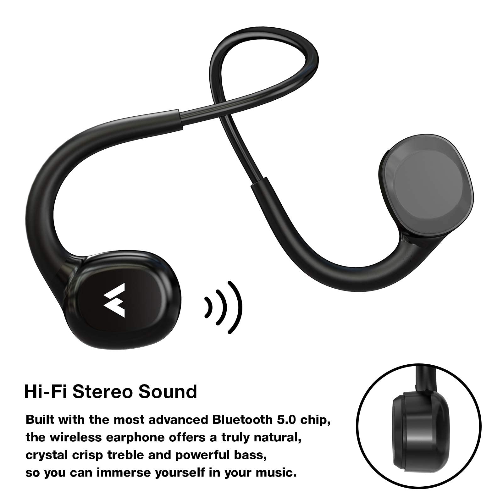 Foto 7 pulgar | Auriculares Inalámbricos de Conducción Ósea Moing Bluetooth 5.0 Black - Venta Internacional