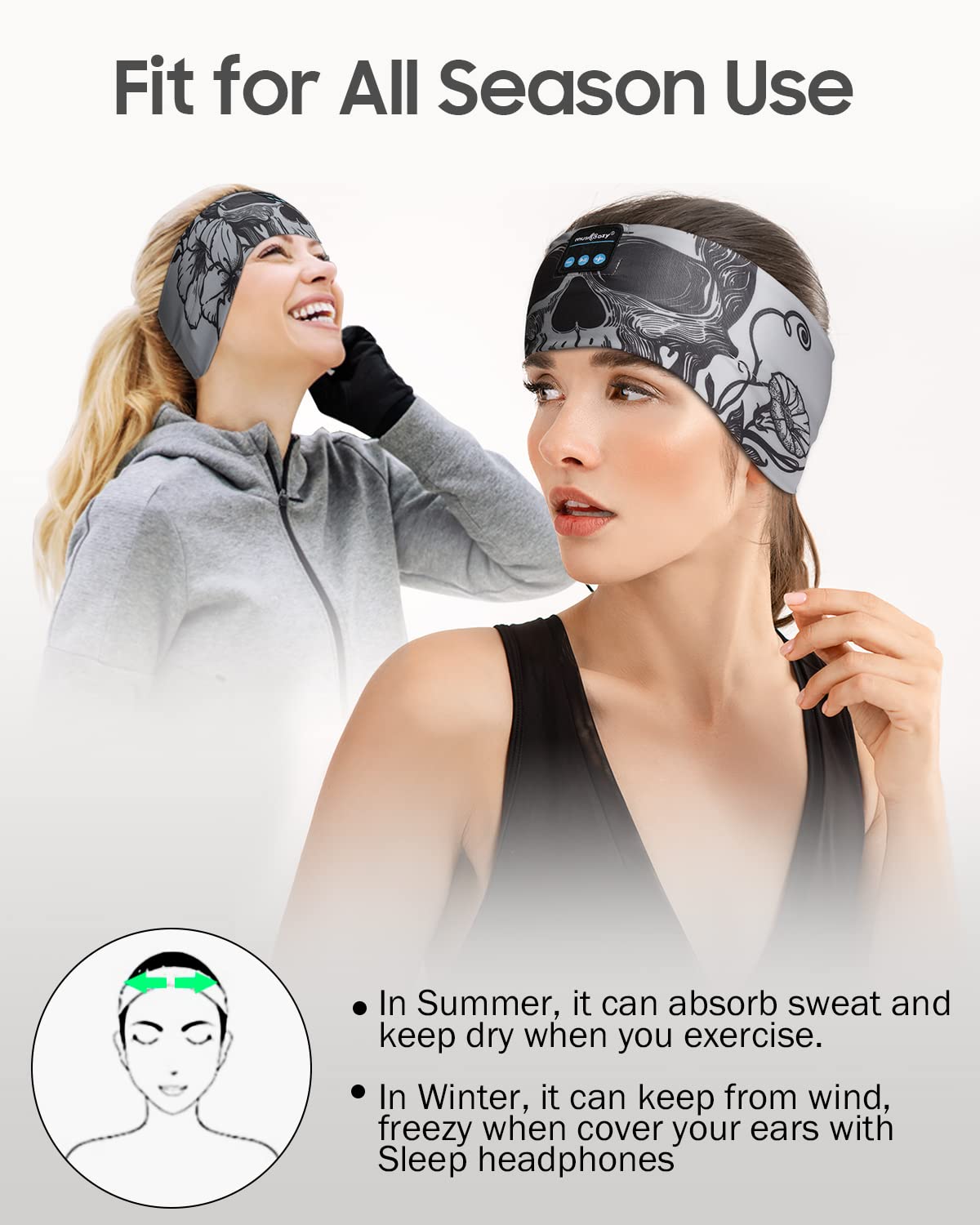 Foto 6 pulgar | Tiara tipo Auricular Musicozy Gris con Bluetooth-Venta Internacional