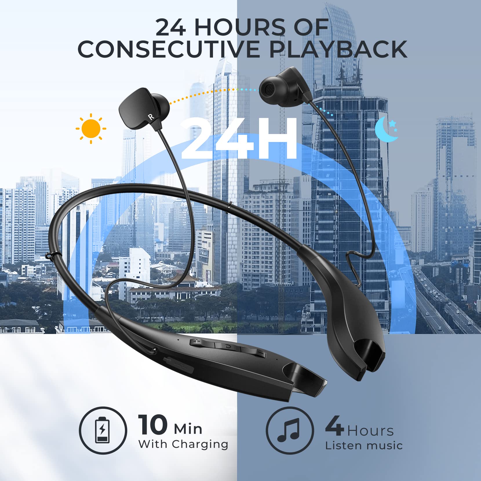 Foto 4 pulgar | Auriculares Bluetooth Yosdom Neckband 24h+ Playtime Waterproo - Venta Internacional.