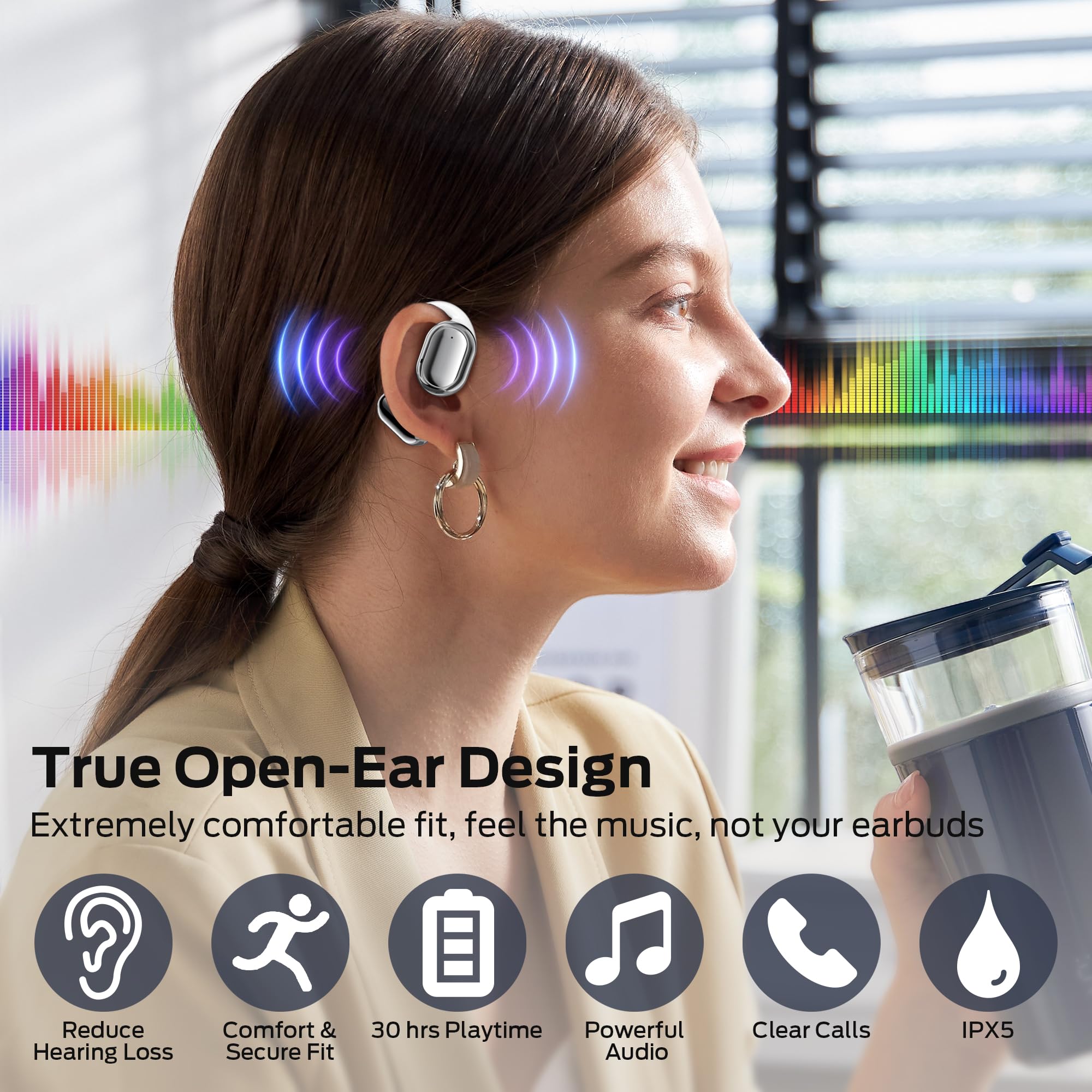 Foto 3 pulgar | Auriculares Abiertos Bugani Bluetooth 5.3 30h Playtime - Venta Internacional.