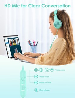 Foto 3 | Auriculares Nabevi Kids con Micrófono para Colocar Sobre La Oreja color Verde - Venta Internacional