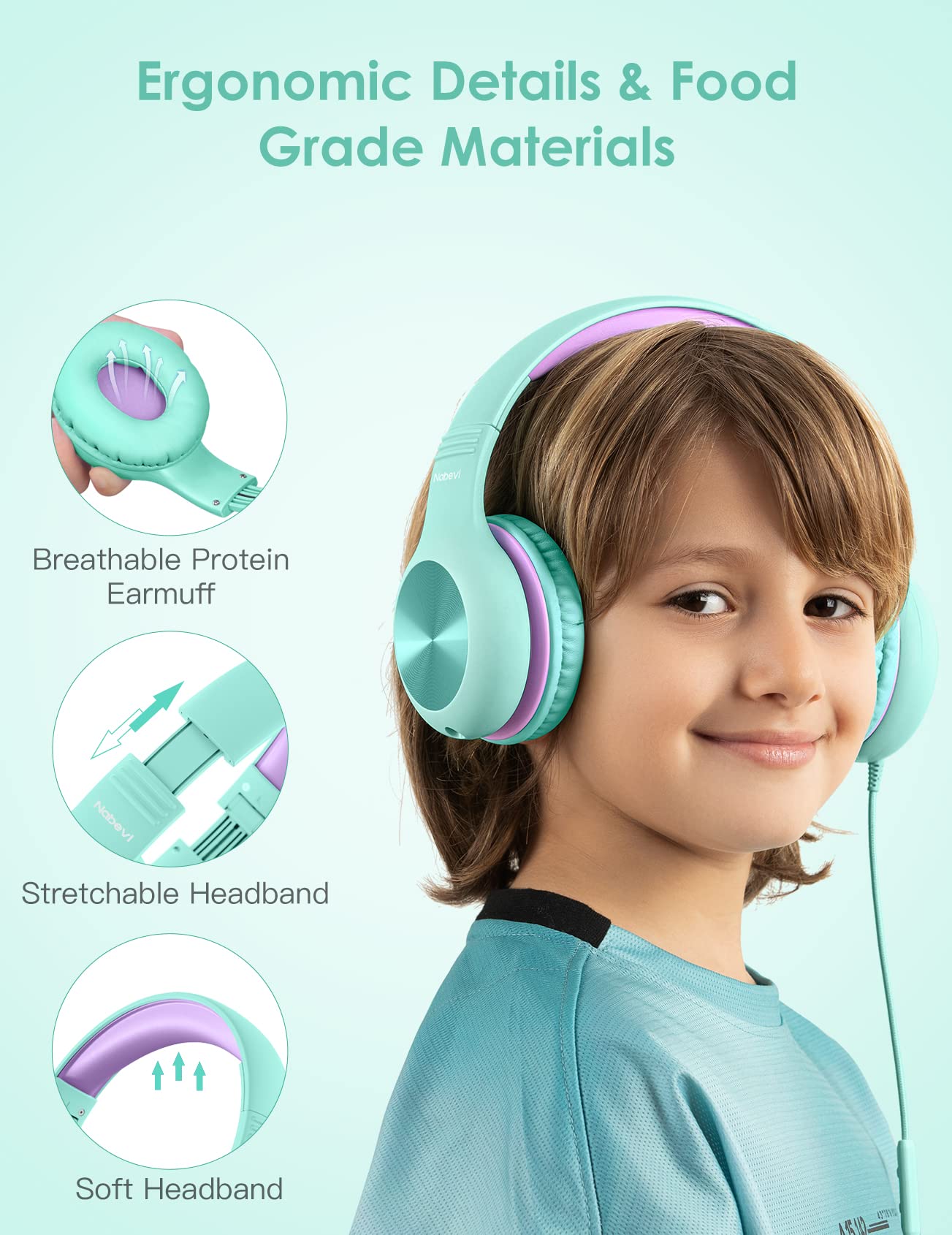 Foto 6 pulgar | Auriculares Nabevi Kids con Micrófono para Colocar Sobre La Oreja color Verde - Venta Internacional