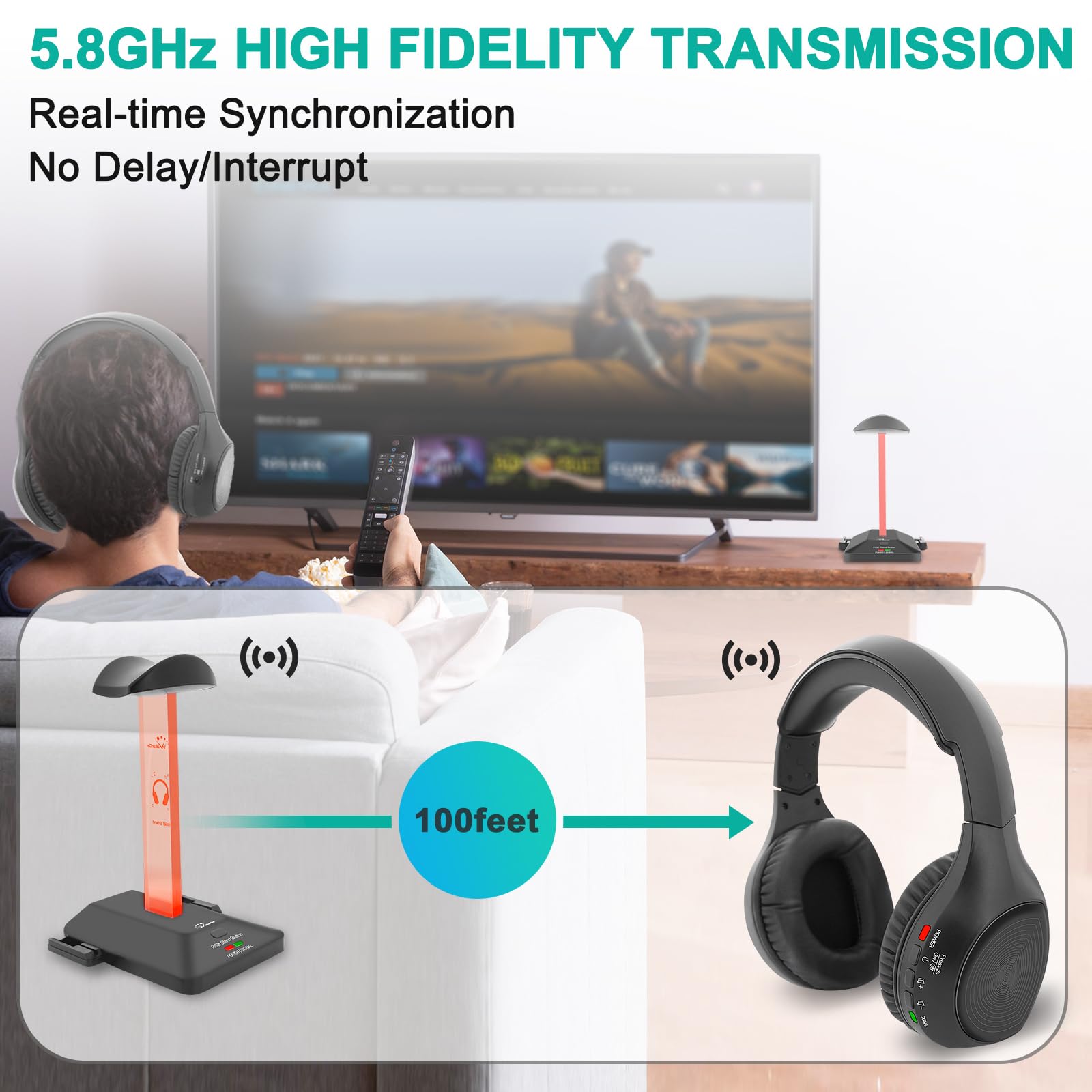 Foto 3 pulgar | Auriculares Inalámbricos para Tv Wallarge con Transmisor Rf De 5.8 Ghz 25 Horas - Venta Internacional