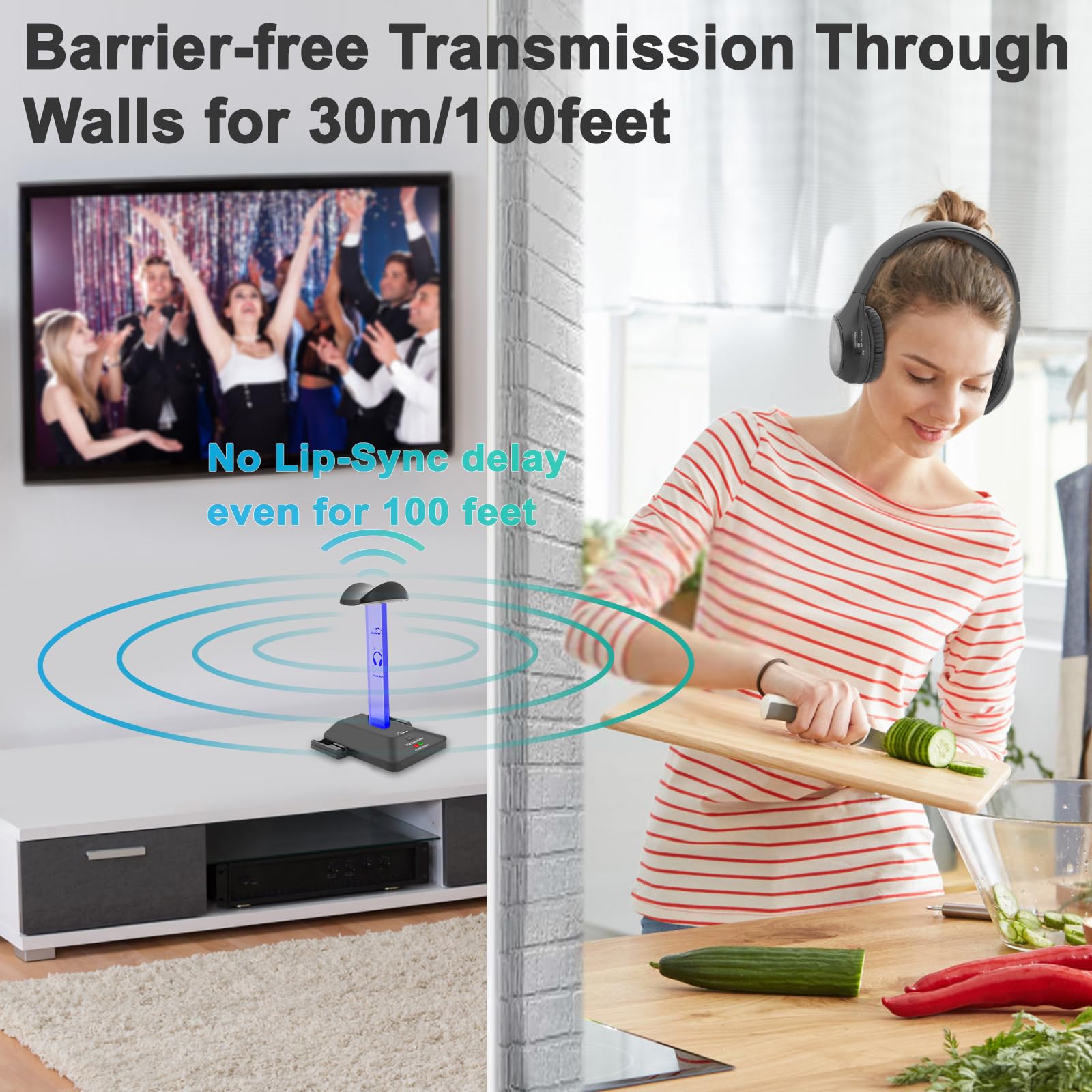 Foto 4 pulgar | Auriculares Inalámbricos para Tv Wallarge con Transmisor Rf De 5.8 Ghz 25 Horas - Venta Internacional