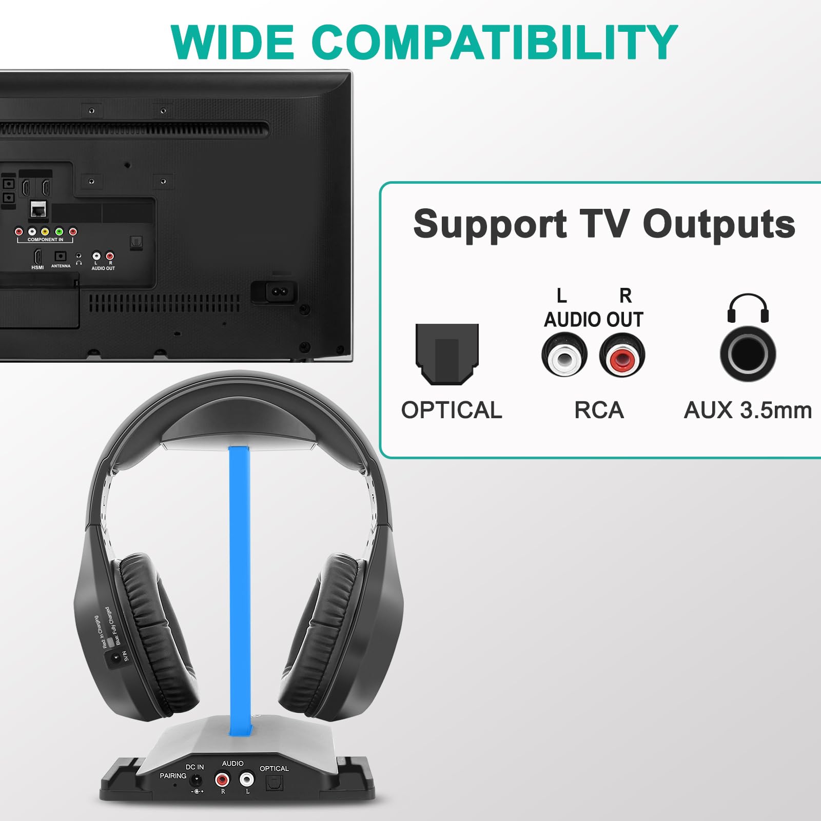 Foto 8 pulgar | Auriculares Inalámbricos para Tv Wallarge con Transmisor Rf De 5.8 Ghz 25 Horas - Venta Internacional
