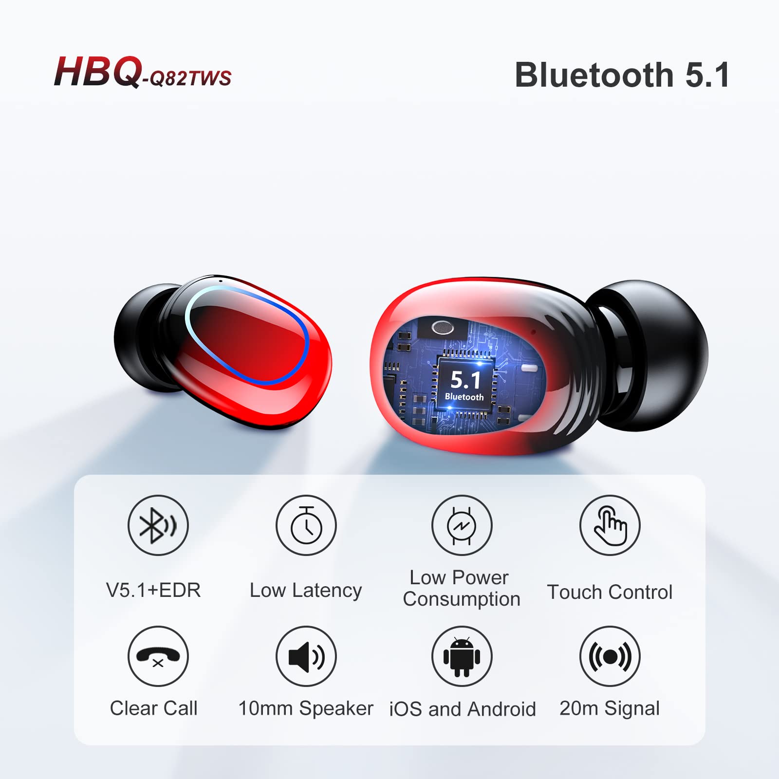 Foto 6 pulgar | Auriculares Inalámbricos Kinganda Bluetooth V5.1 Hifi Stereo Red - Venta Internacional