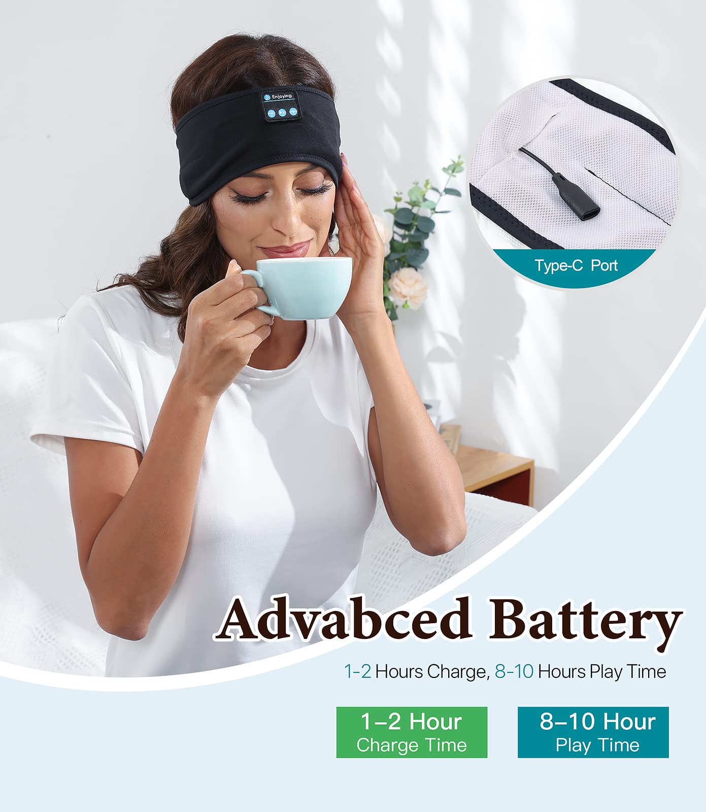 Foto 5 pulgar | Diadema Ajustable Bluetooth para Auriculares para Dormir Voerou - Venta Internacional