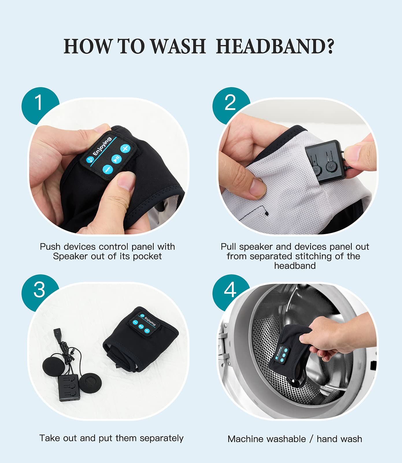 Foto 8 pulgar | Diadema Ajustable Bluetooth para Auriculares para Dormir Voerou - Venta Internacional