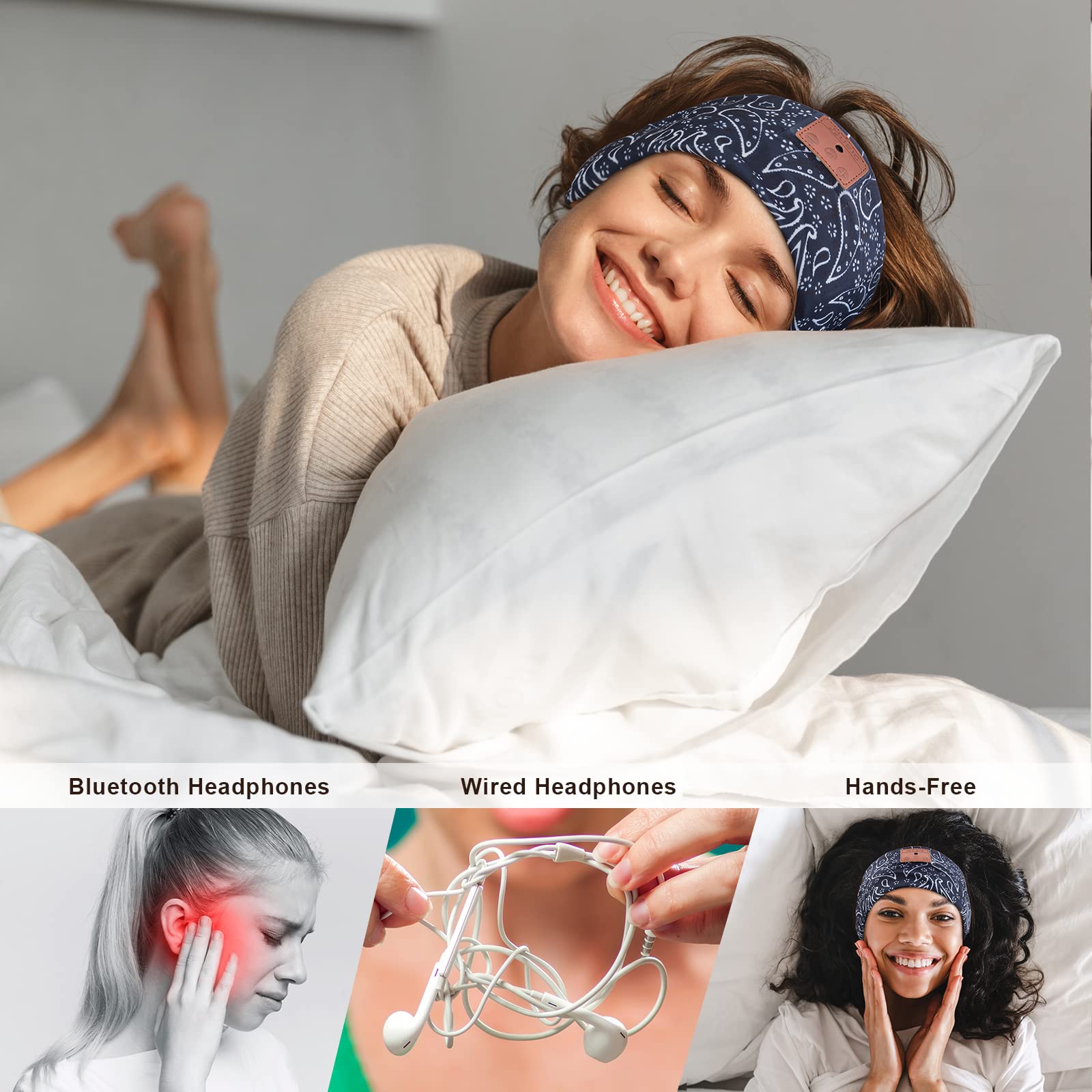 Foto 5 pulgar | Auriculares Para Dormir Con Diadema Bluetooth Bulypazy Azul Y Gris - Venta Internacional.