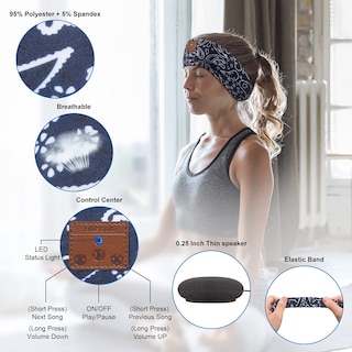 Foto 6 | Auriculares Para Dormir Con Diadema Bluetooth Bulypazy Azul Y Gris - Venta Internacional.