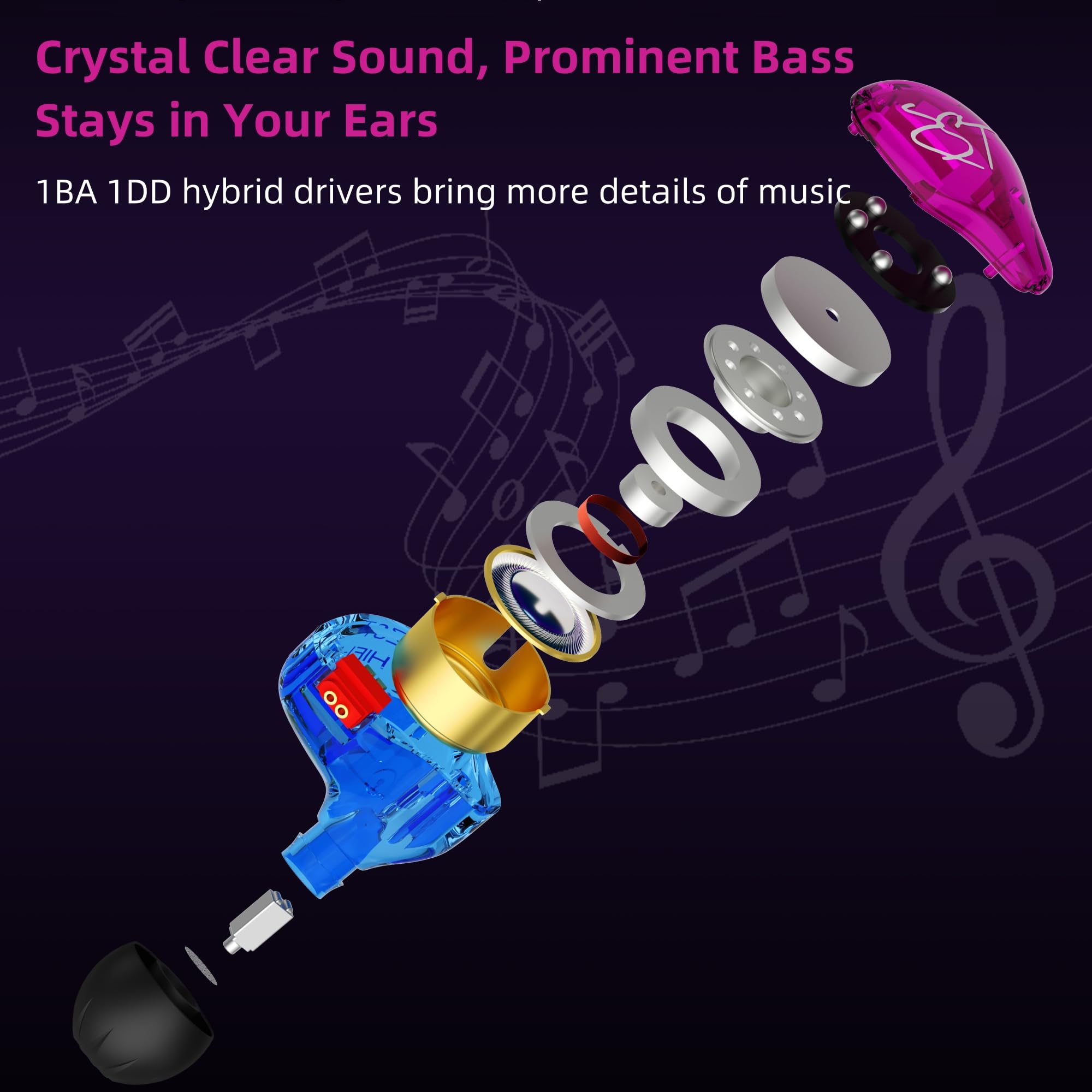 Foto 3 pulgar | Auriculares Yinyoo Easy Kz Zst Colorful Hybrid 1ba+1dd Hifi - Venta Internacional