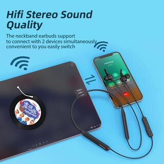 Foto 3 | Auriculares Bluetooth con Banda para Cuello Mormoque V5.3 con Micrófono - Venta Internacional