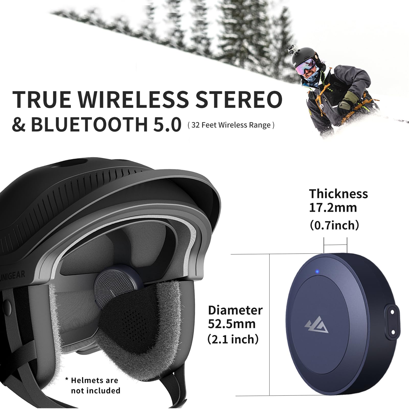 Foto 4 pulgar | Altavoces para Casco de Esquí Unigear True Wireless Stereo Bluetooth 5 - Venta Internacional