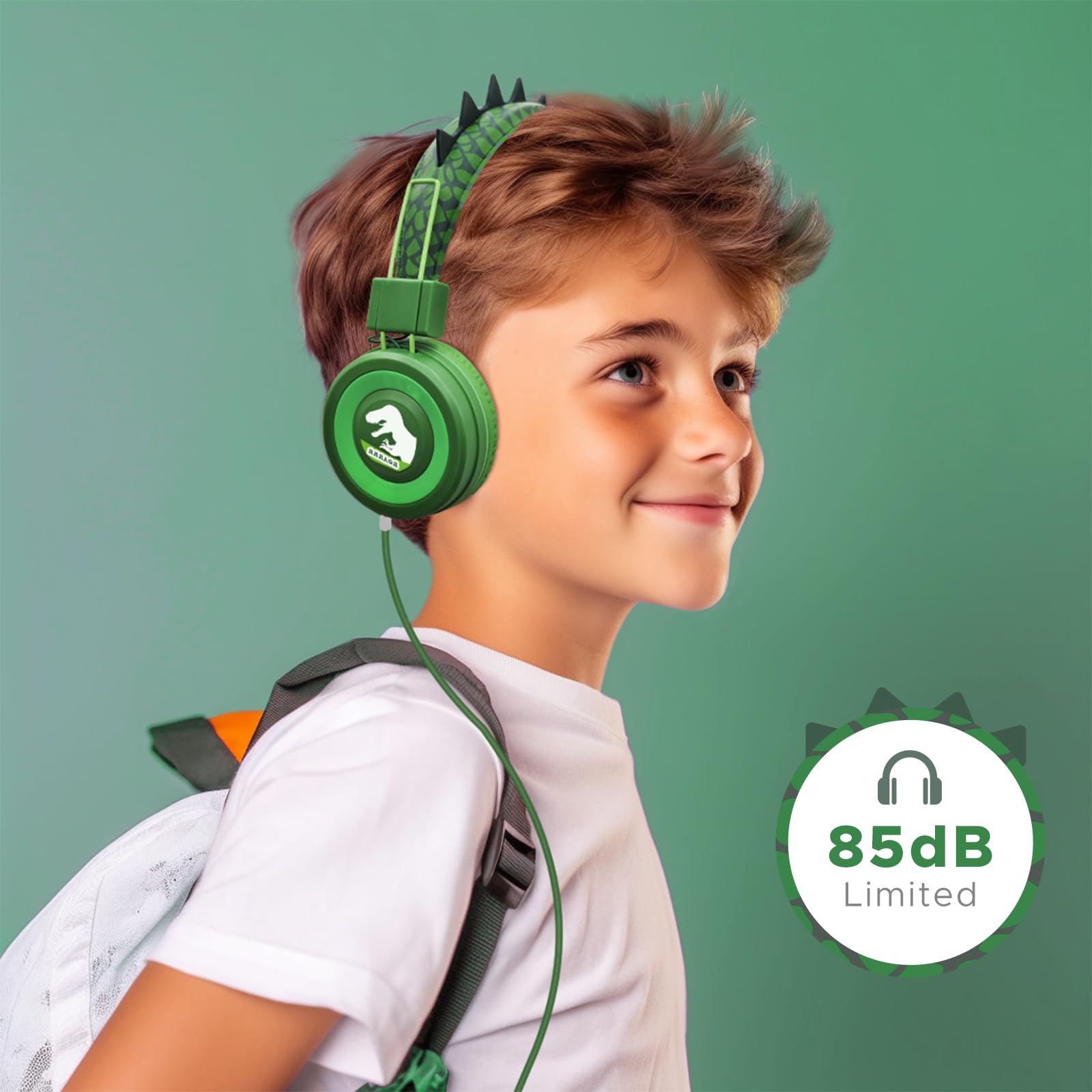 Foto 3 pulgar | Auriculares Qearfun Dinosaur con Micrófono Verde - Venta Internacional