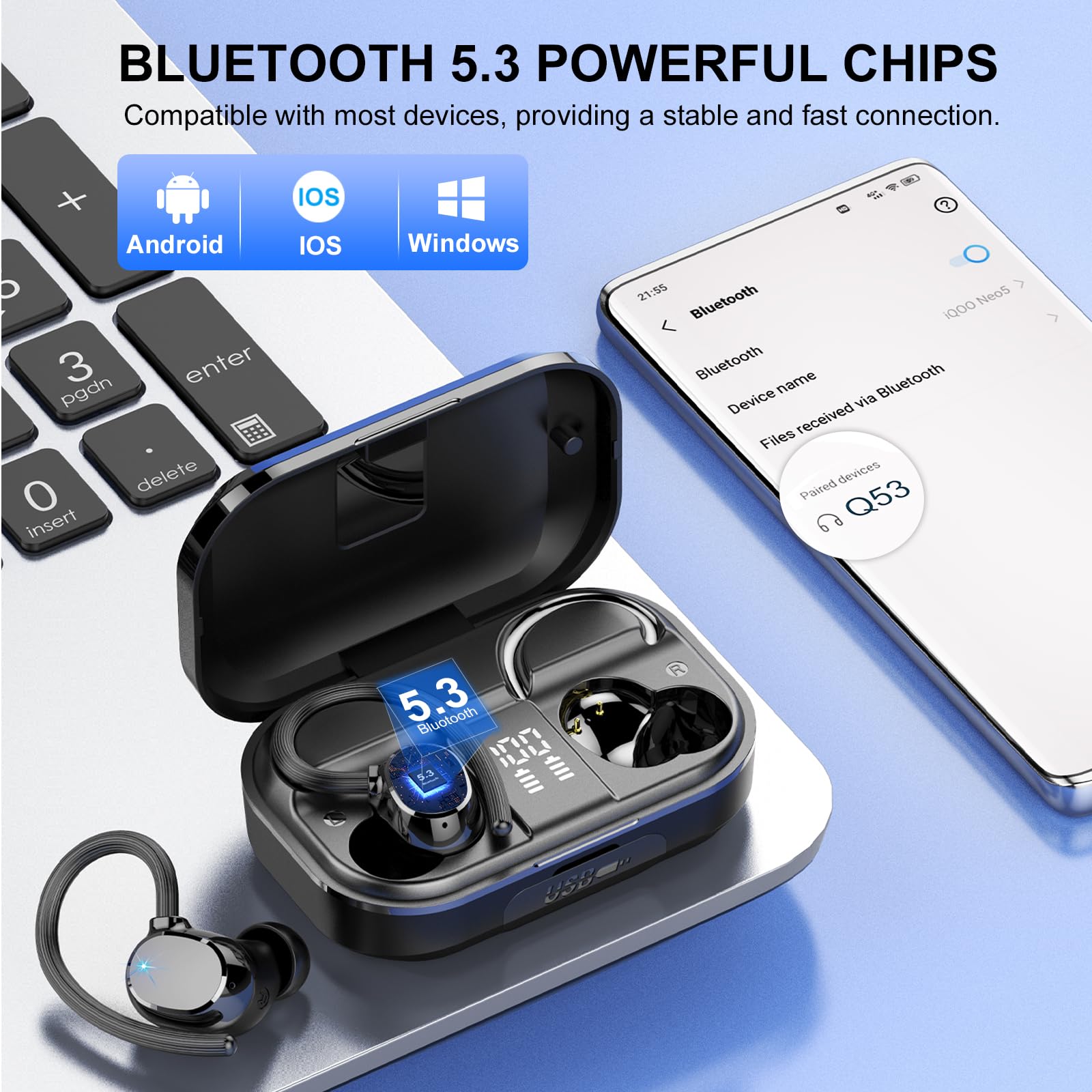 Foto 6 pulgar | Auriculares Inalámbricos Pomuic 2023 Bluetooth 5.3 120 Horas Playtime I - Venta Internacional