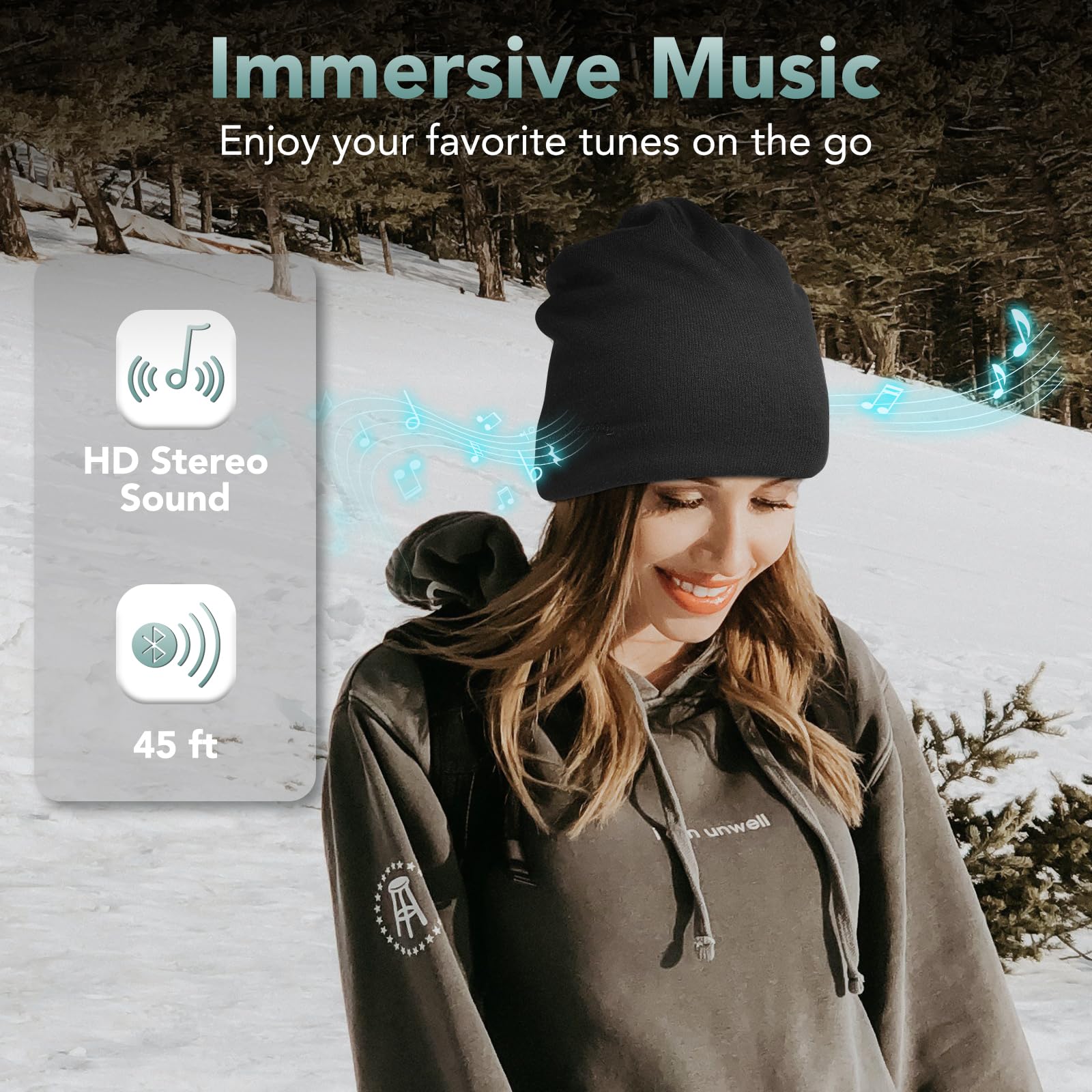 Foto 5 pulgar | Auriculares Inalámbricos Bluetooth Beanie Zruhig 2023 Negros - Venta Internacional.