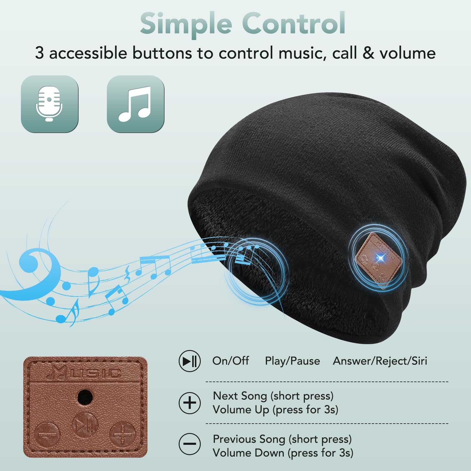 Foto 6 pulgar | Auriculares Inalámbricos Bluetooth Beanie Zruhig 2023 Negros - Venta Internacional.