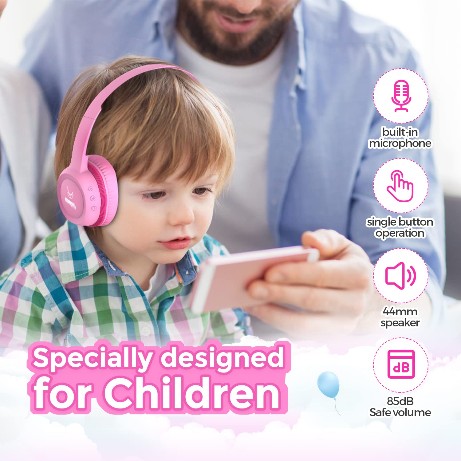 Foto 3 pulgar | Auriculares Bluetooth Vinamass Kids 22h Playtime con Micrófono - Venta Internacional