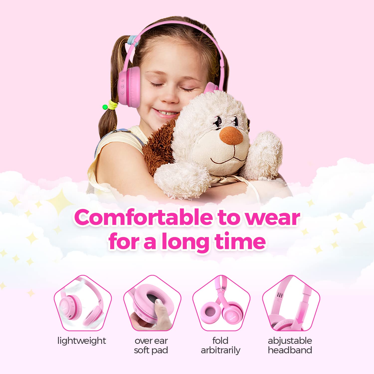 Foto 4 pulgar | Auriculares Bluetooth Vinamass Kids 22h Playtime con Micrófono - Venta Internacional